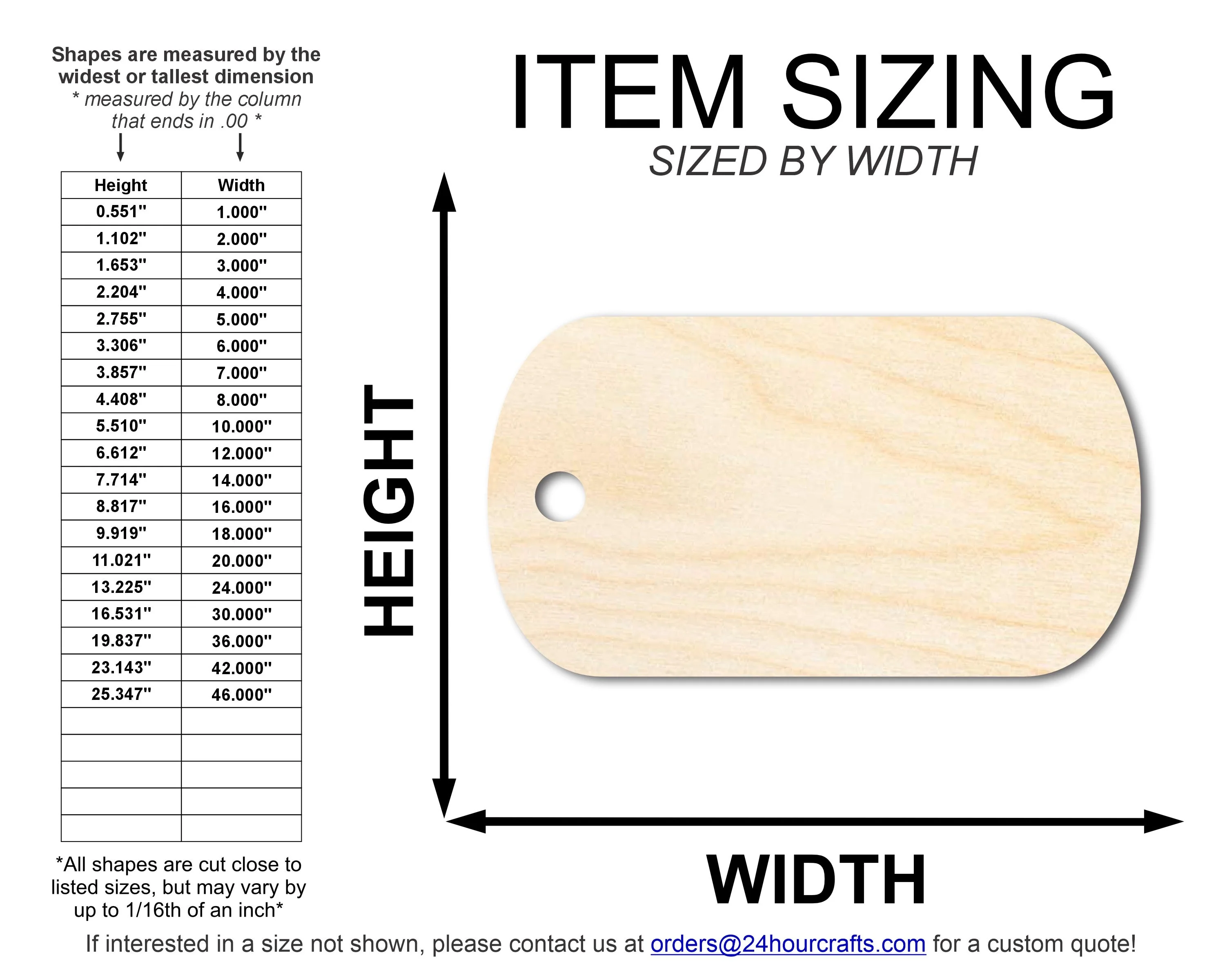 Unfinished Wood Military Dog Tag Shape | DIY Craft Cutout | up to 46" DIY - Image 2