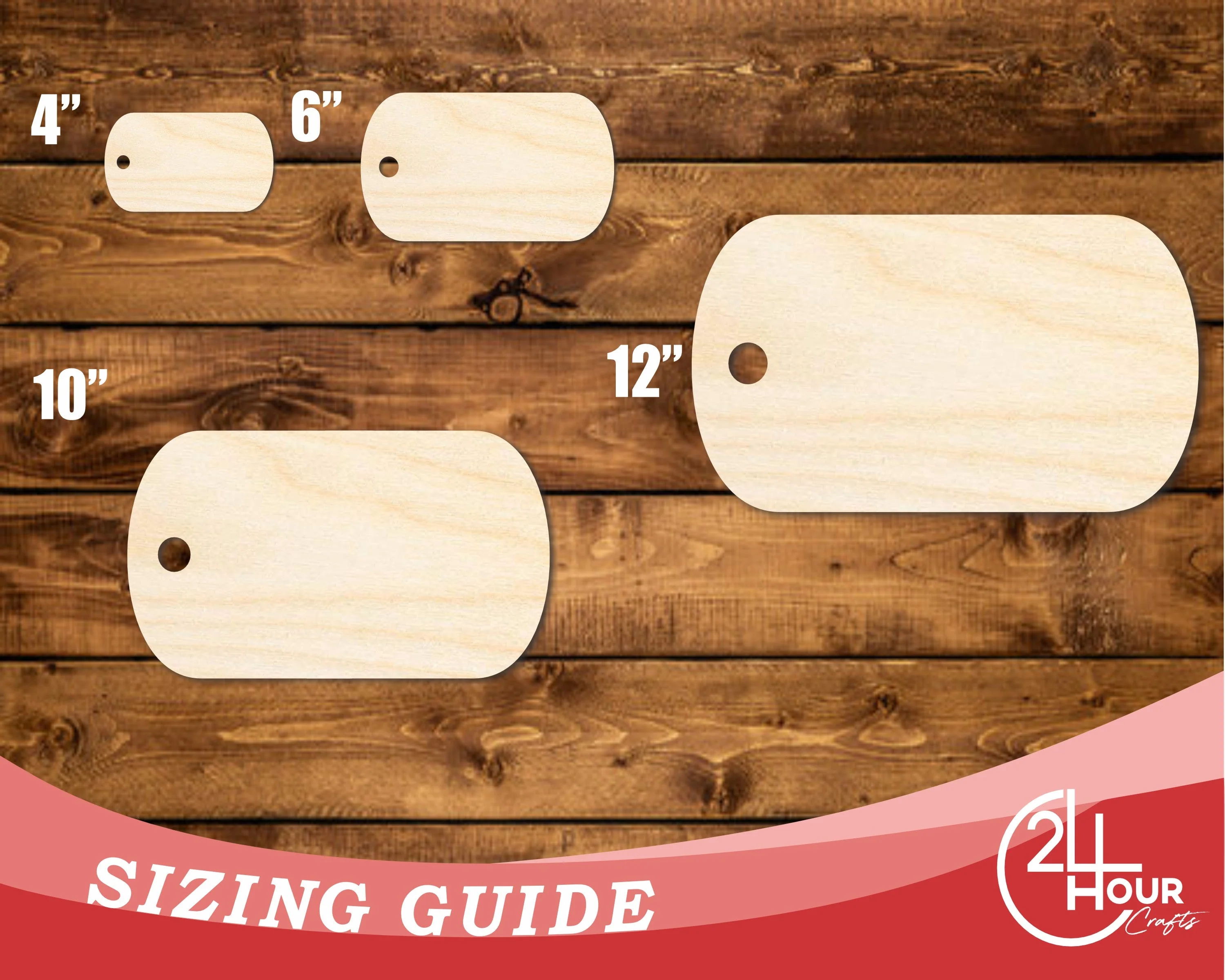 Unfinished Wood Military Dog Tag Shape | DIY Craft Cutout | up to 46" DIY - Image 3