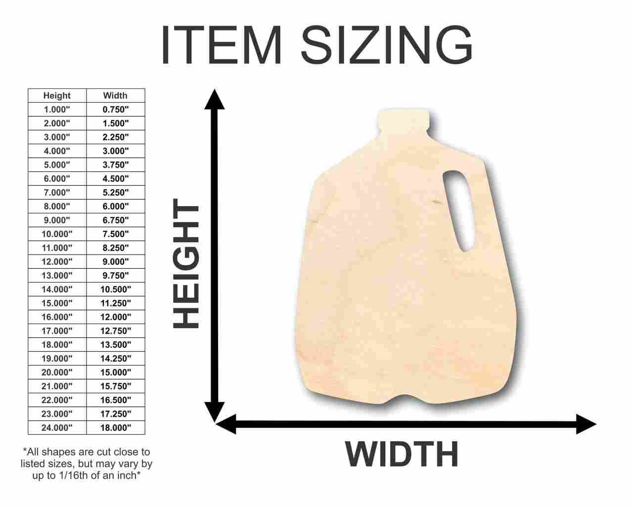 Unfinished Wood Milk Jug Shape - Kitchen - Food - Craft - up to 46" DIY - Image 2