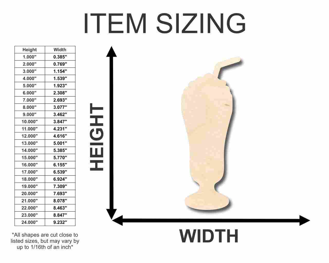 Unfinished Wood Milkshake Shape - Kitchen - Food - Craft - up to 46" DIY - Image 2