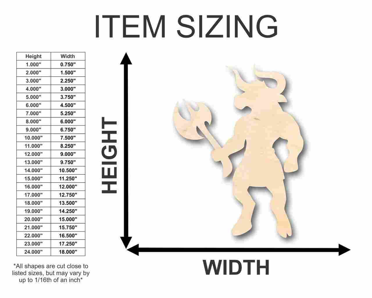 Unfinished Wood Minotaur Shape - Greek - Mythical - Monster - Craft - up to 46" DIY - Image 2
