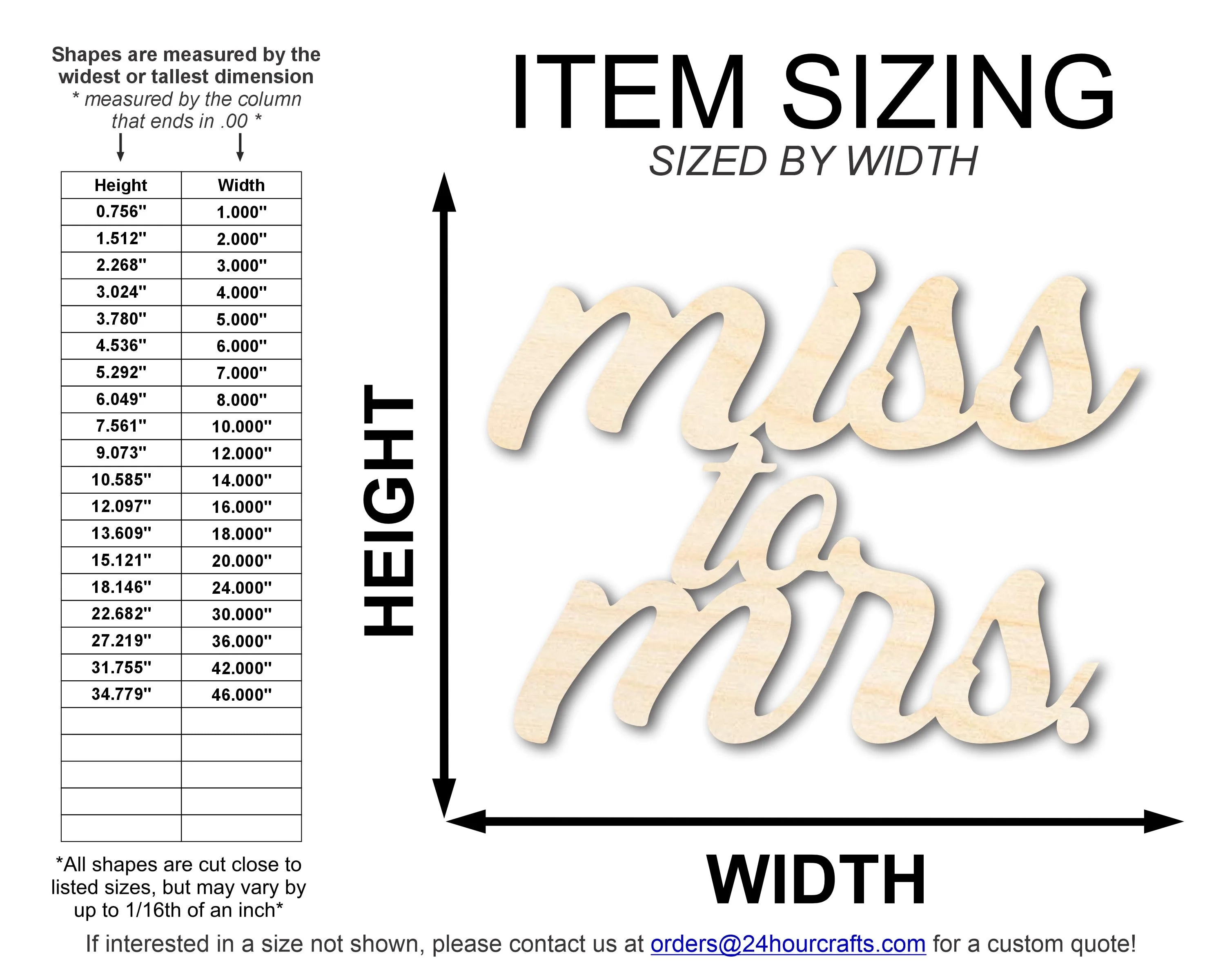 Unfinished Wood Miss to Mrs Shape | DIY Craft Cutout | up to 46" DIY - Image 2