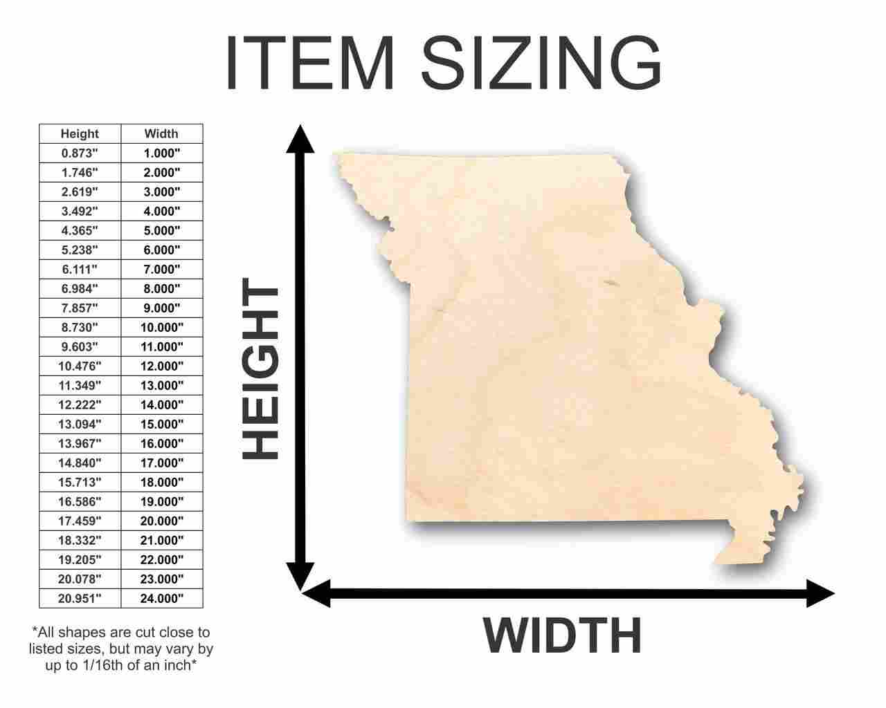 Unfinished Wood Missouri Shape - State - Craft - up to 46" DIY - Image 2