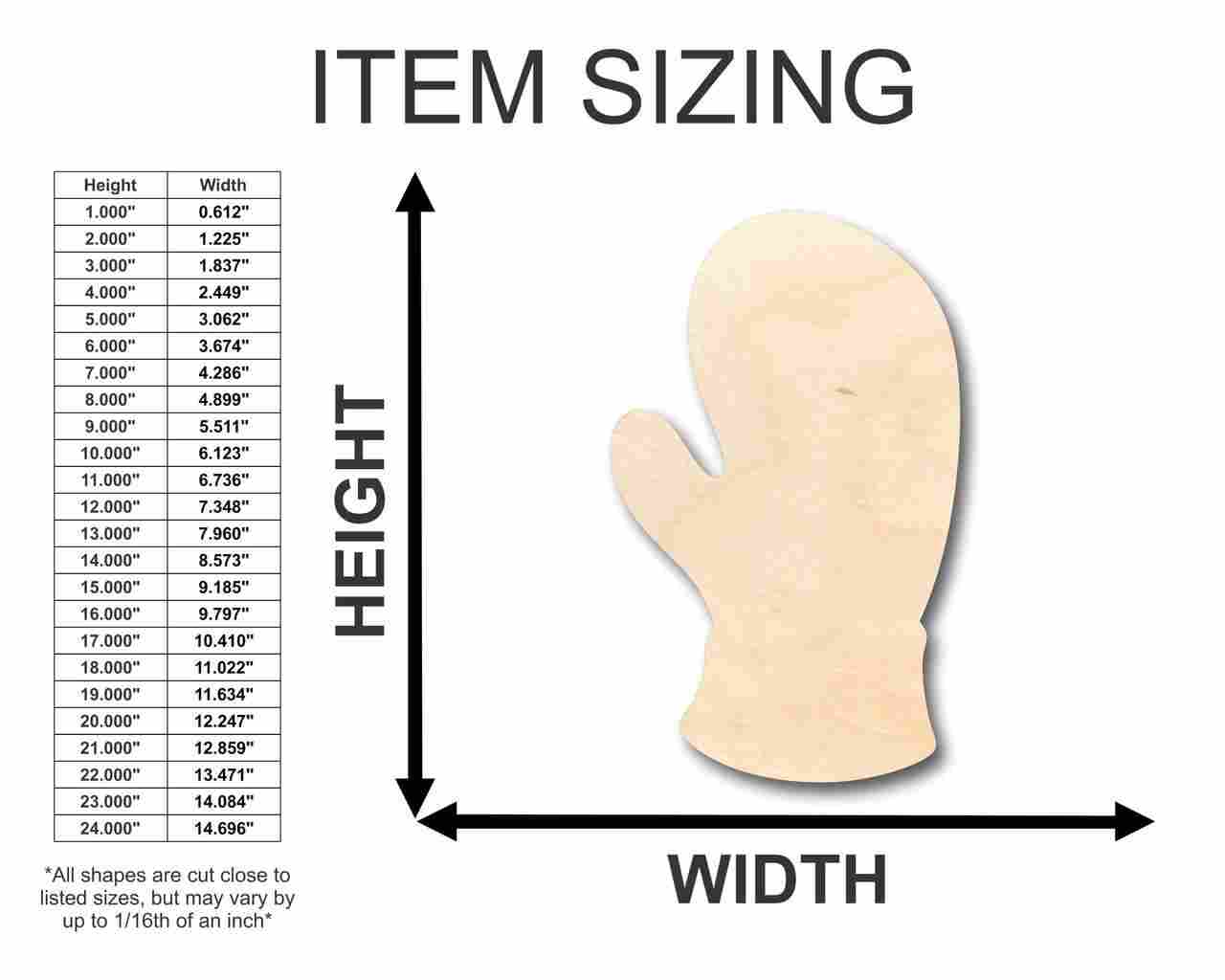 Unfinished Wood Mitten Shape - Winter - Craft - up to 46" DIY - Image 2