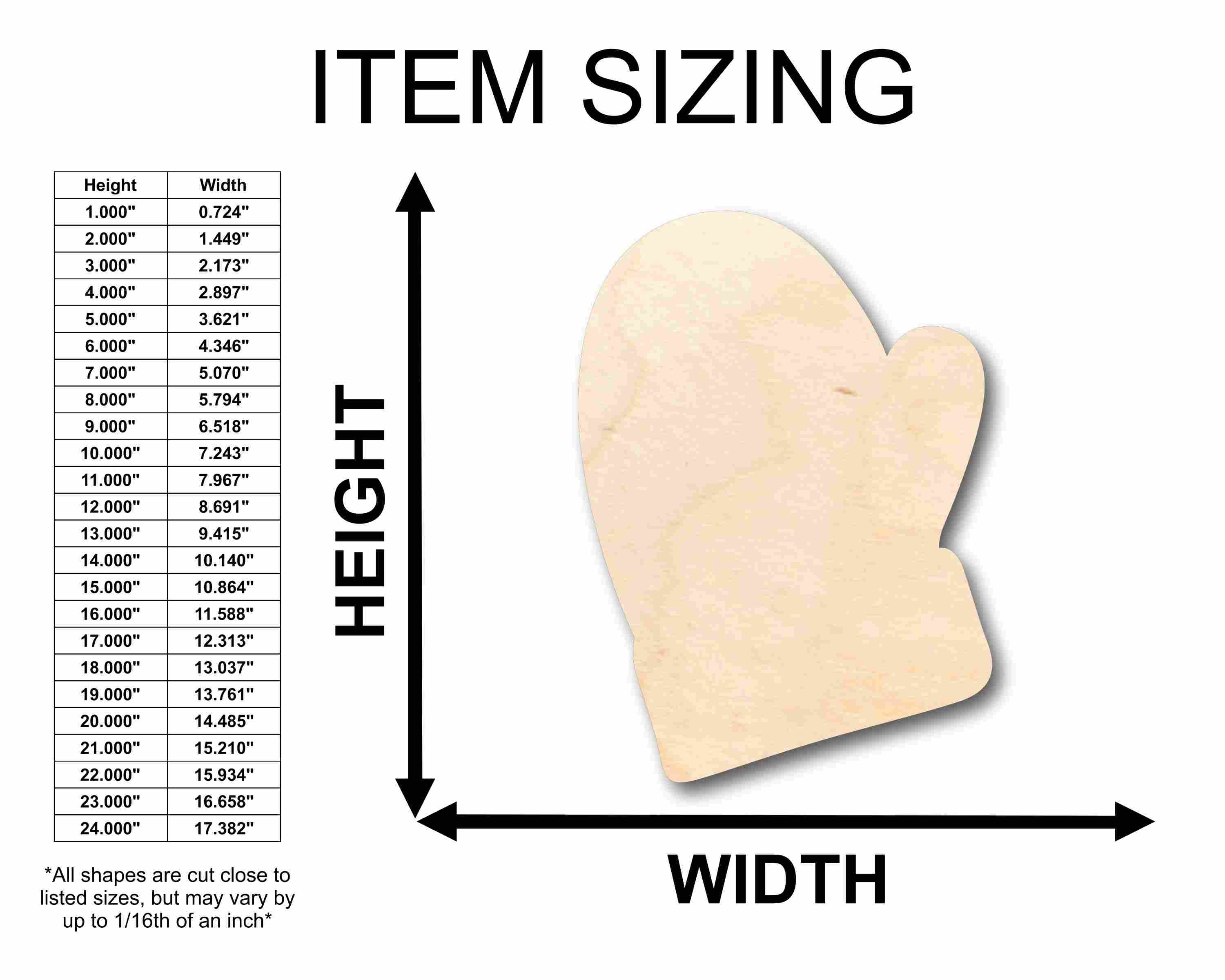 Unfinished Wood Mitten Silhouette - Craft- up to 46" DIY - Image 2