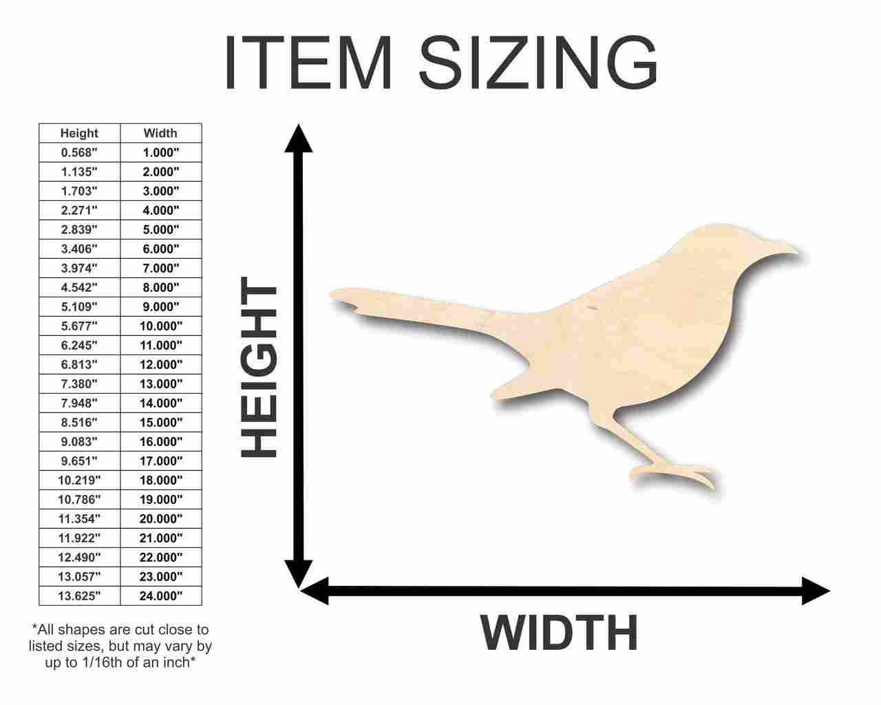 Unfinished Wood Mockingbird Shape - Bird - Wildlife - Craft - up to 46" DIY - Image 2