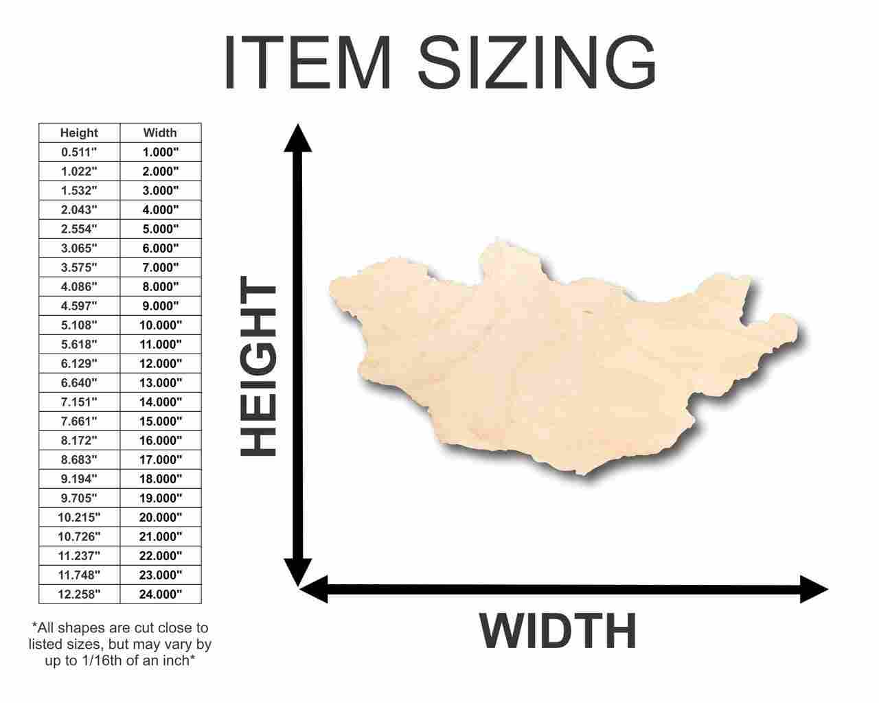 Unfinished Wood Mongolia Shape - Country - Craft - up to 46" DIY - Image 2