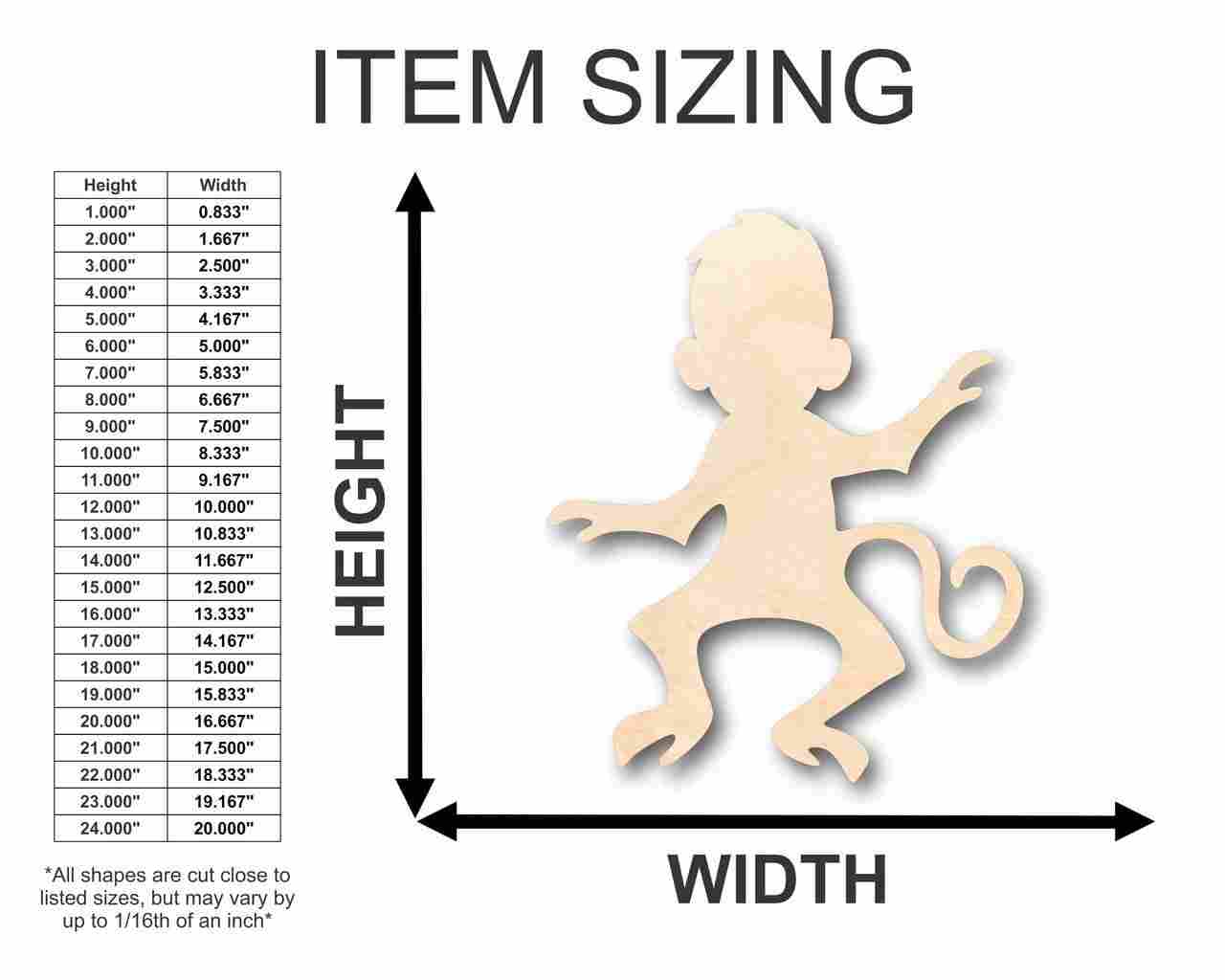 Unfinished Wood Monkey Shape - Animal - Wildlife - Craft - up to 46" DIY - Image 2