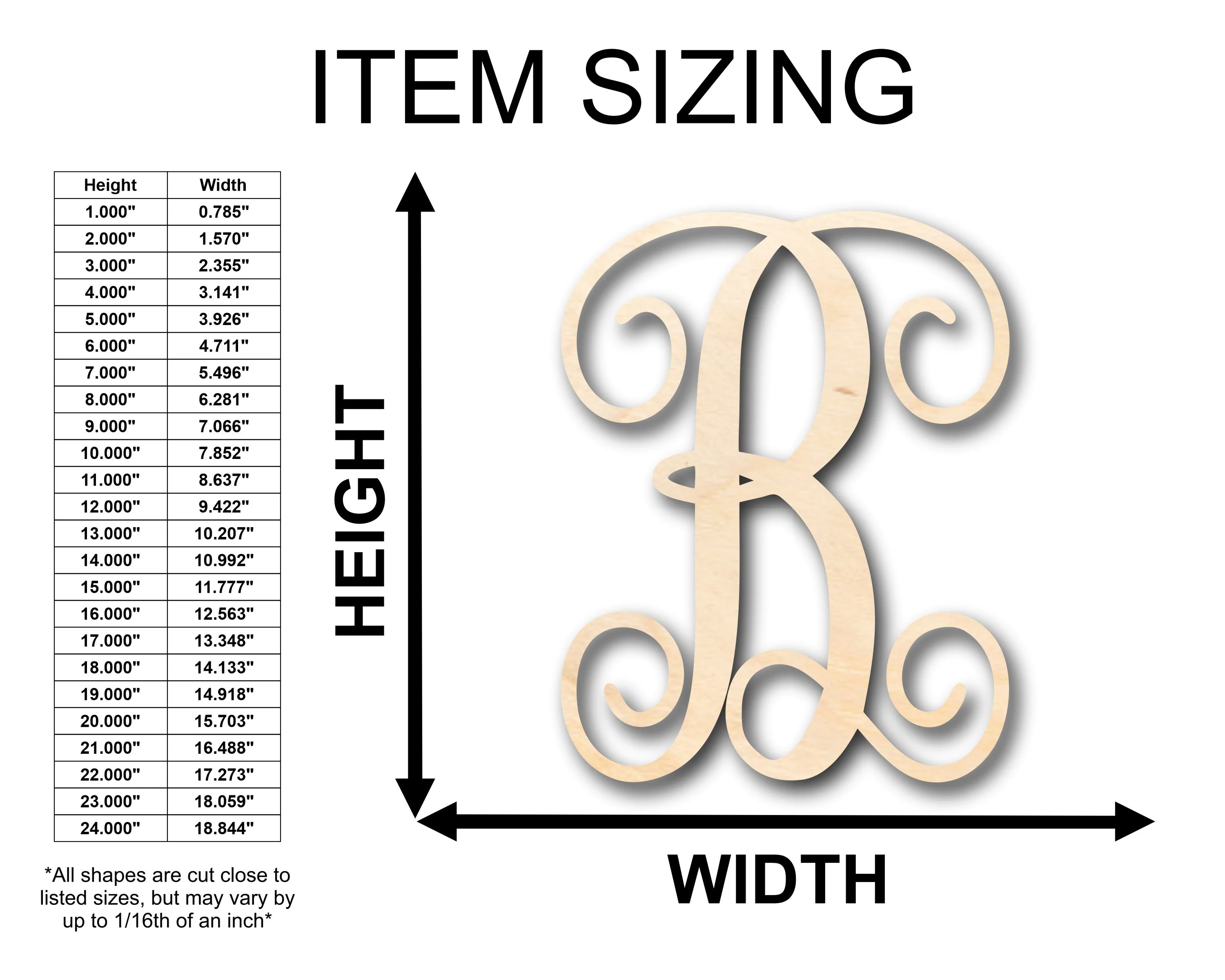 Unfinished Wood Monogram B Shape - Craft - up to 46" DIY - Image 2