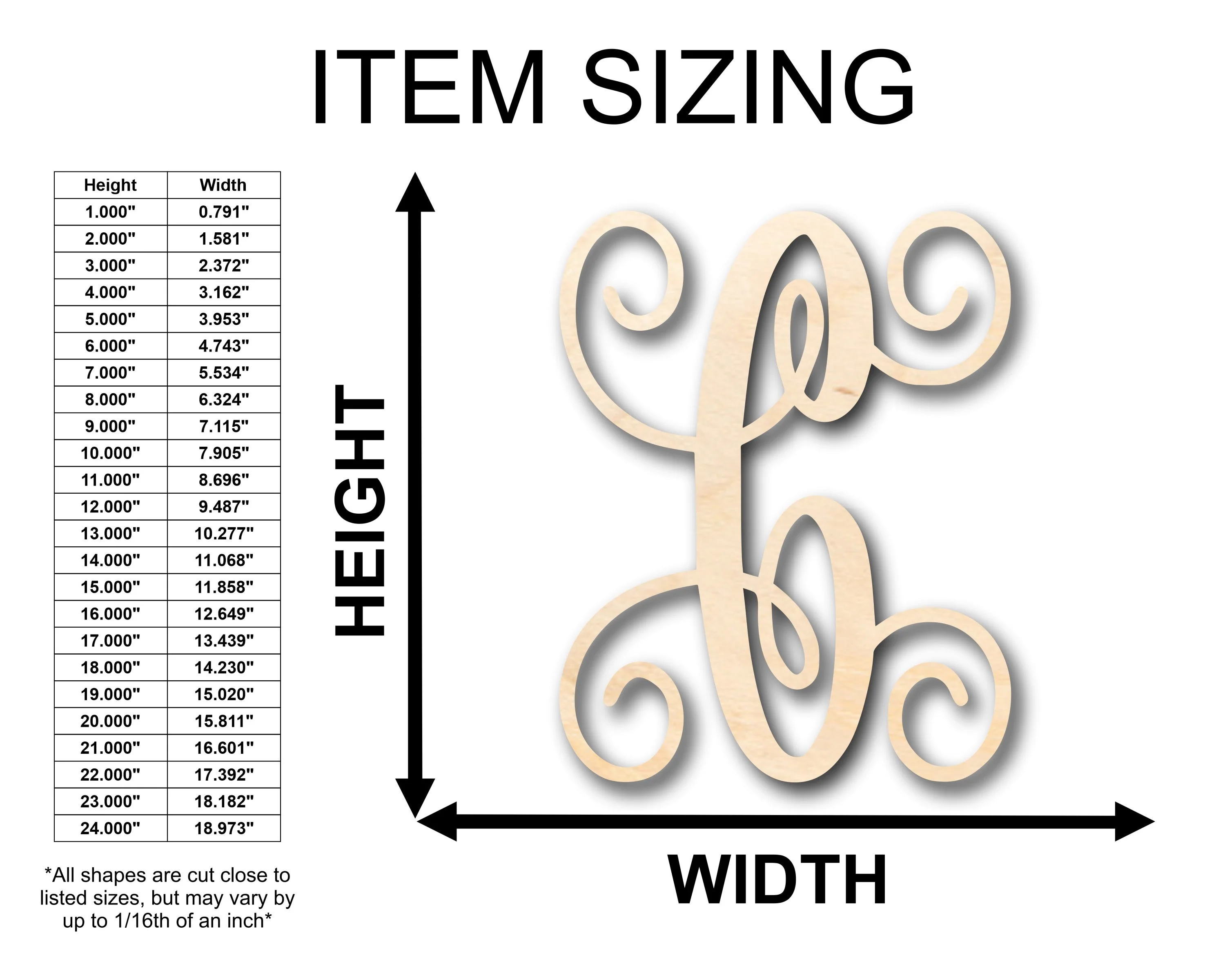 Unfinished Wood Monogram C Shape - Craft - up to 46" DIY - Image 2