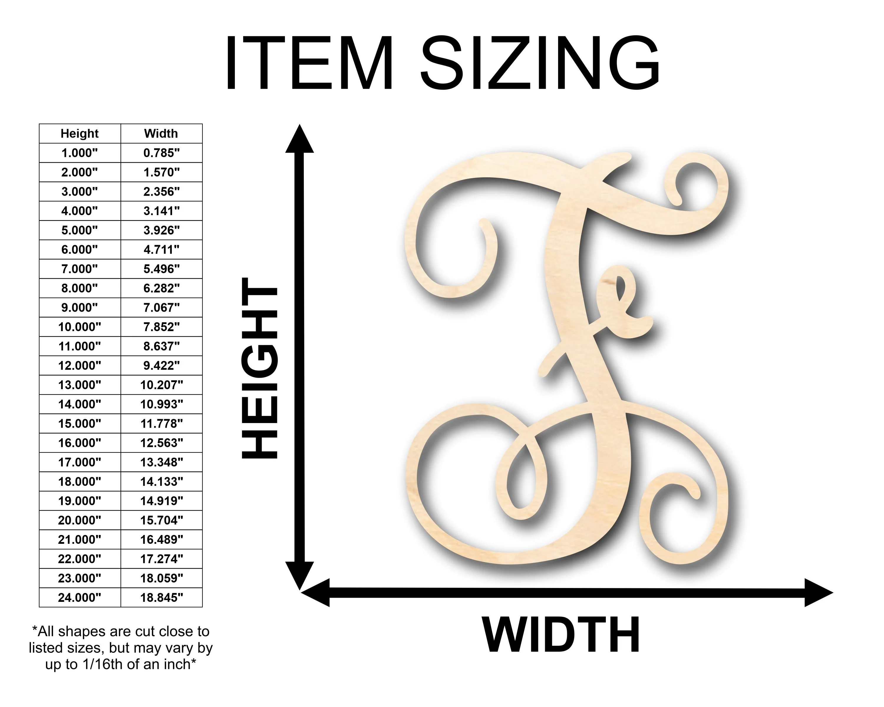 Unfinished Wood Monogram F Shape - Craft - up to 46" DIY - Image 2