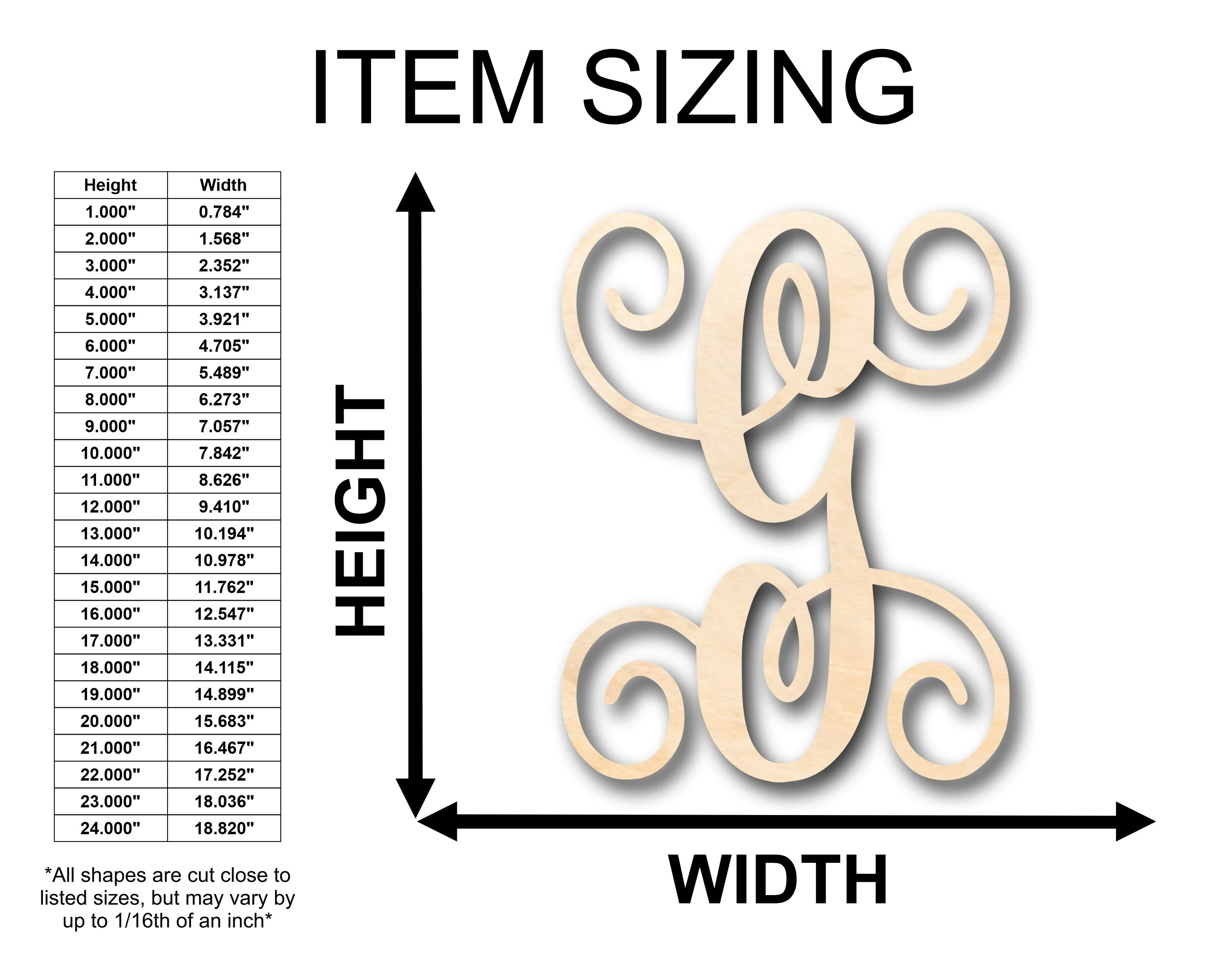 Unfinished Wood Monogram G Shape - Craft - up to 46" DIY - Image 2