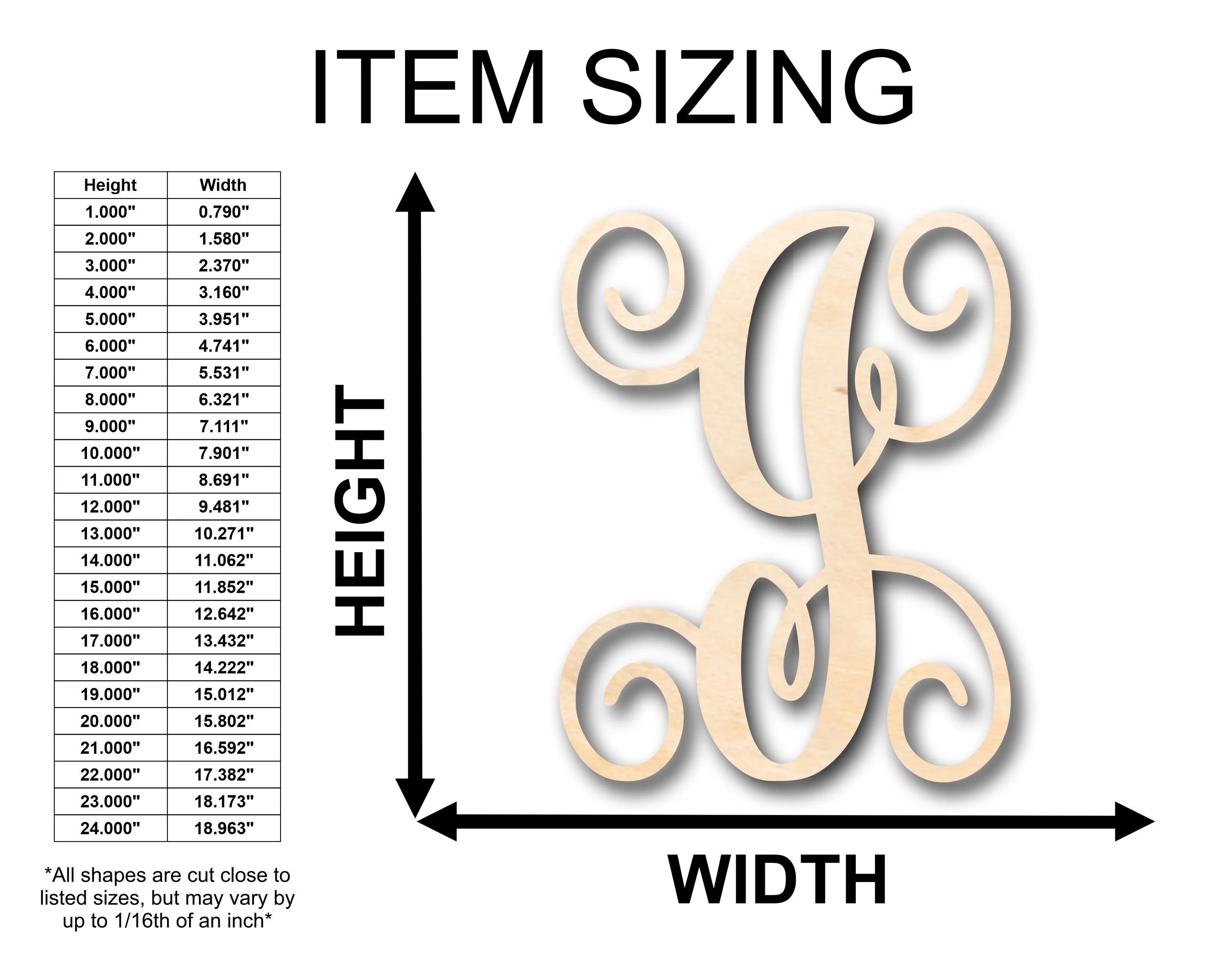 Unfinished Wood Monogram I Shape - Craft - up to 46" DIY - Image 2