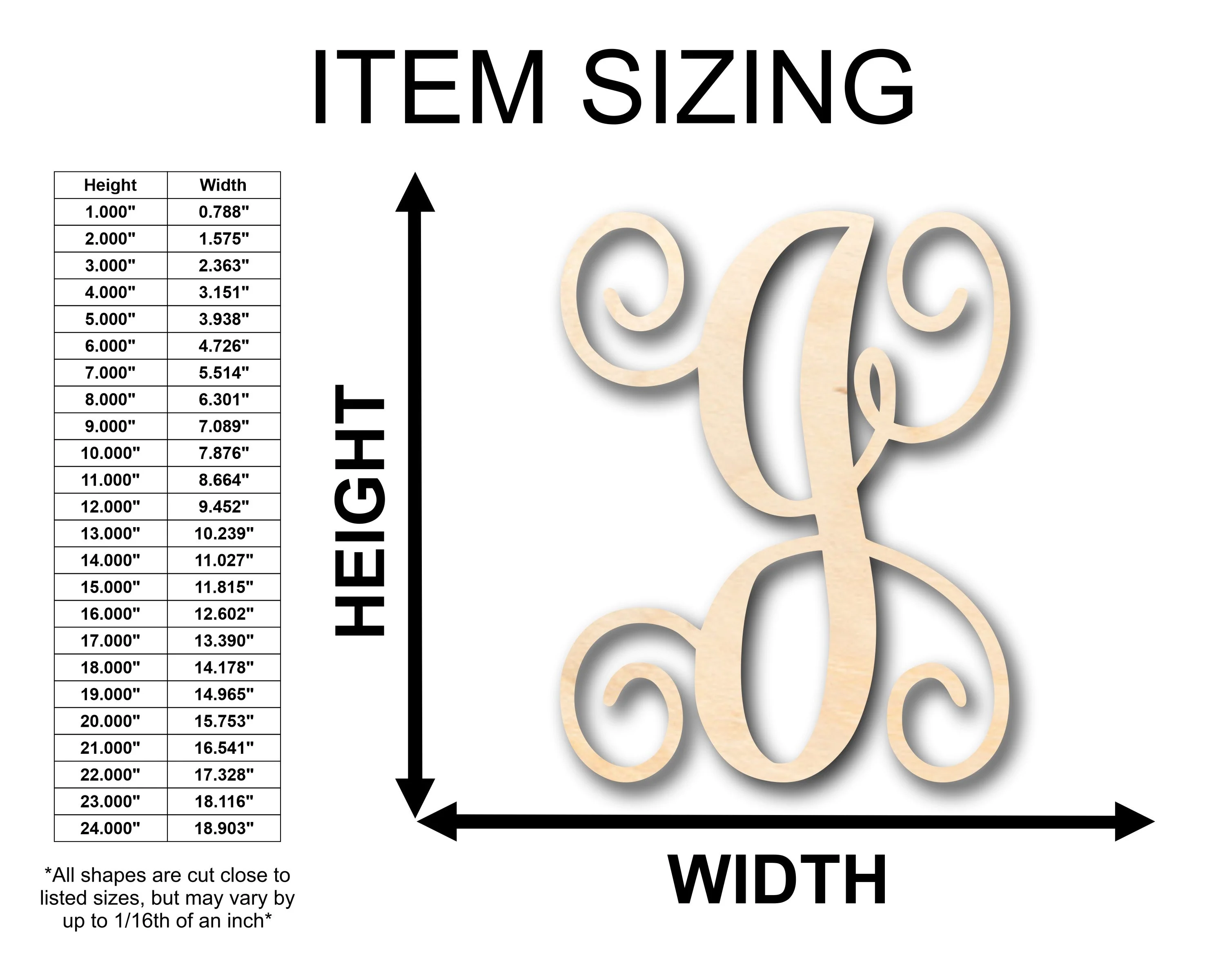 Unfinished Wood Monogram J Shape - Craft - up to 46" DIY - Image 2