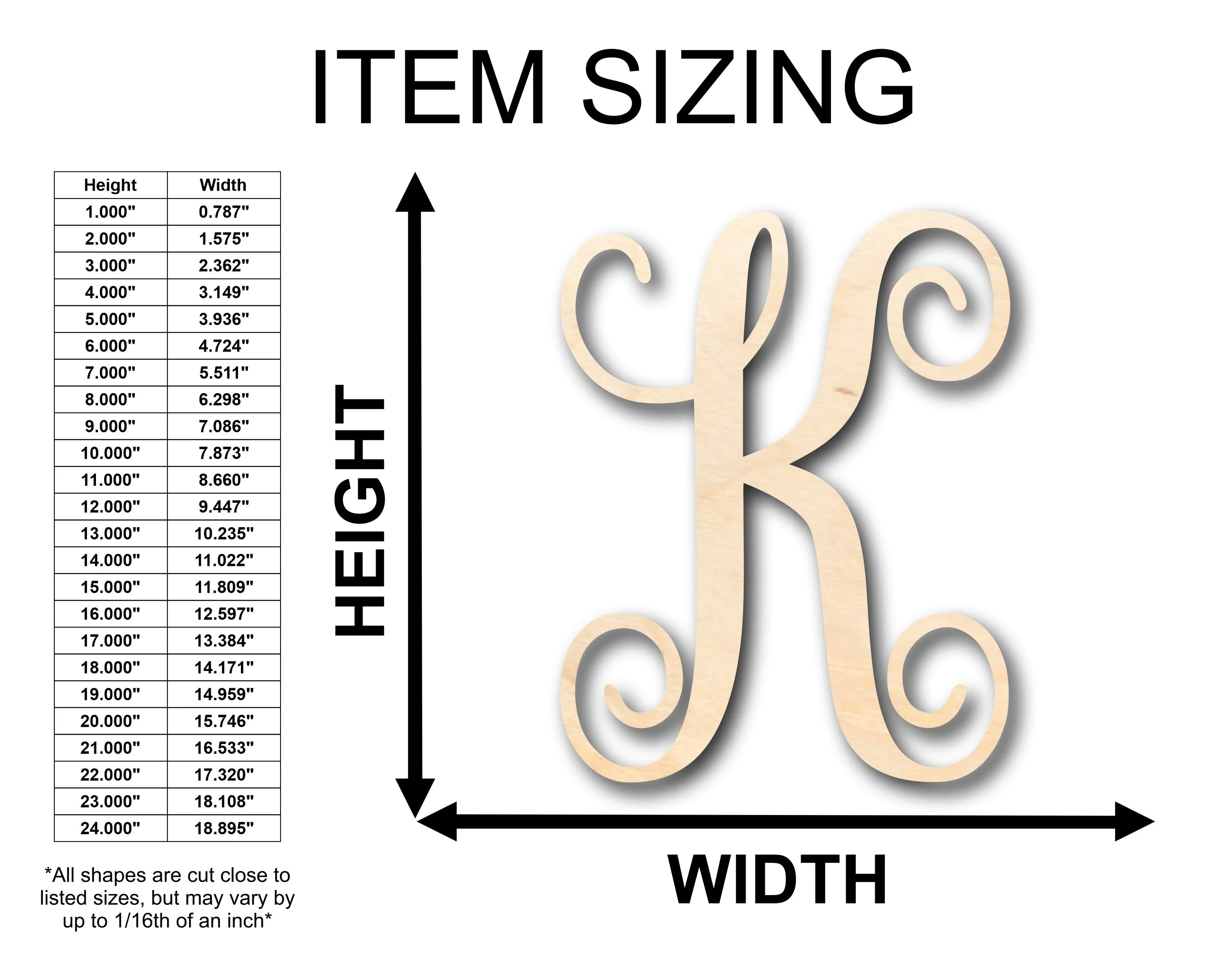 Unfinished Wood Monogram K Shape - Craft - up to 46" DIY - Image 2