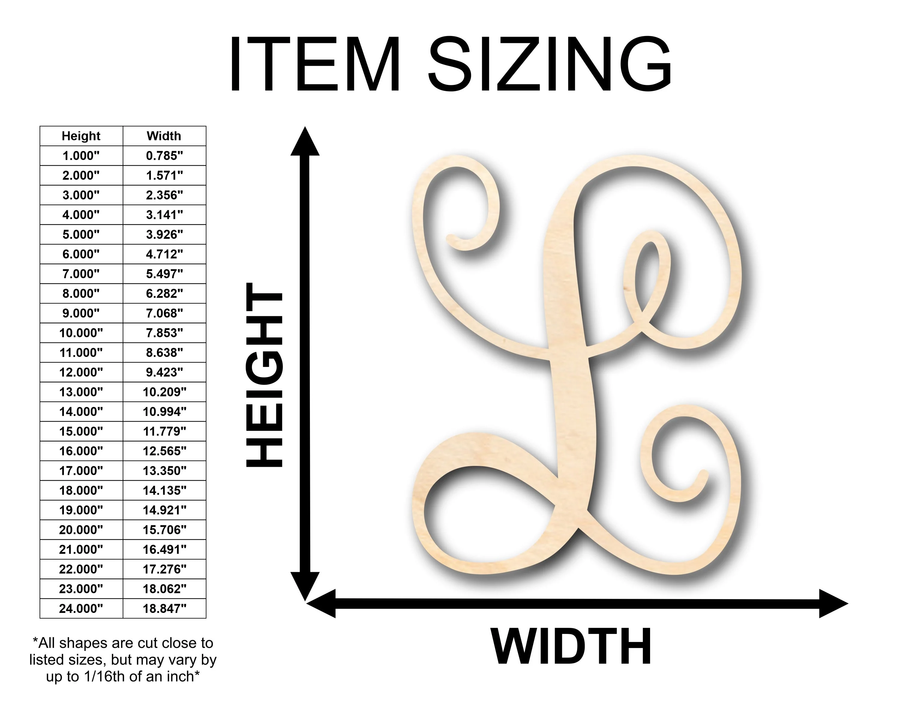Unfinished Wood Monogram L Shape - Craft - up to 46" DIY - Image 2
