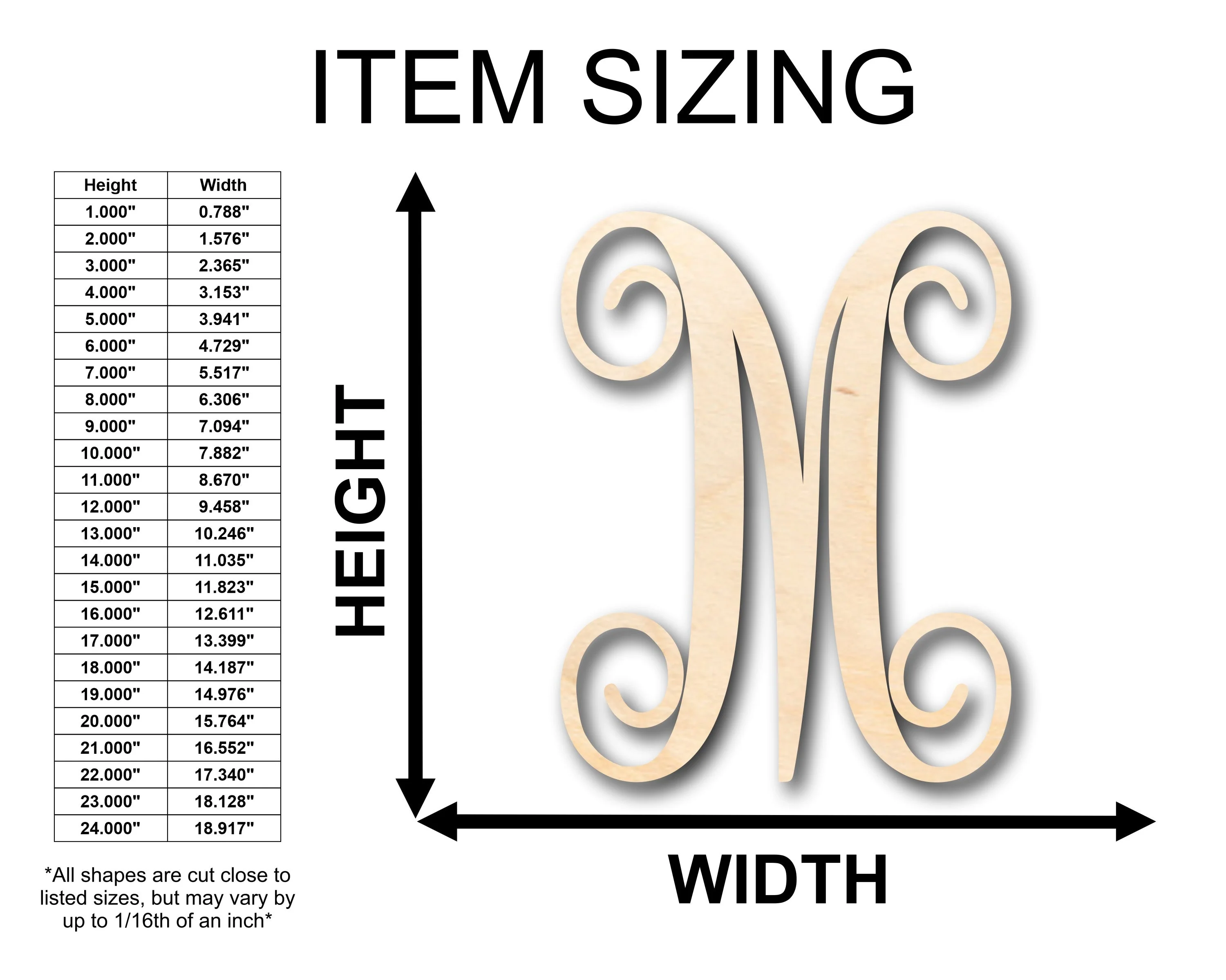 Unfinished Wood Monogram M Shape - Craft - up to 46" DIY - Image 2