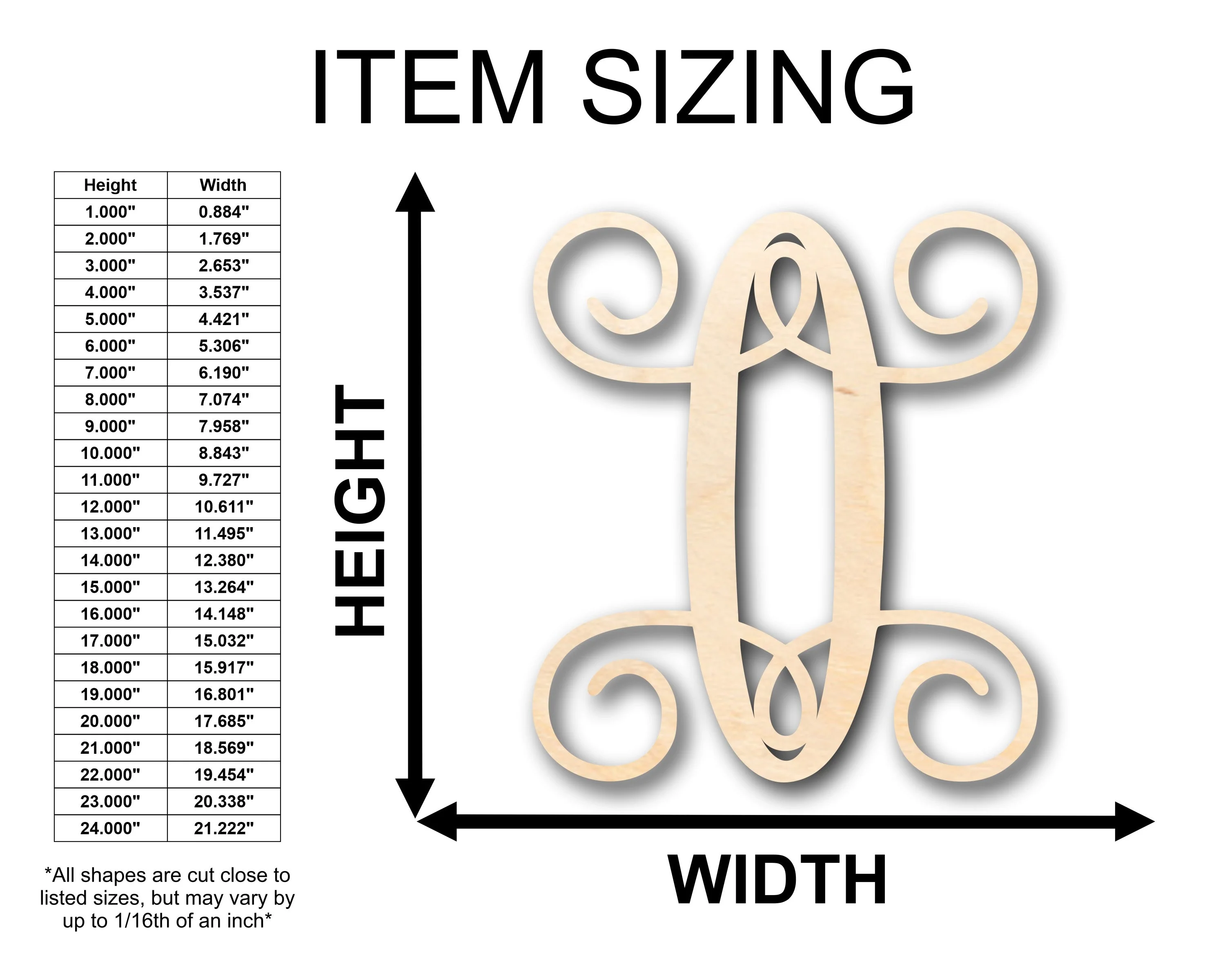 Unfinished Wood Monogram O Shape - Craft - up to 46" DIY - Image 2
