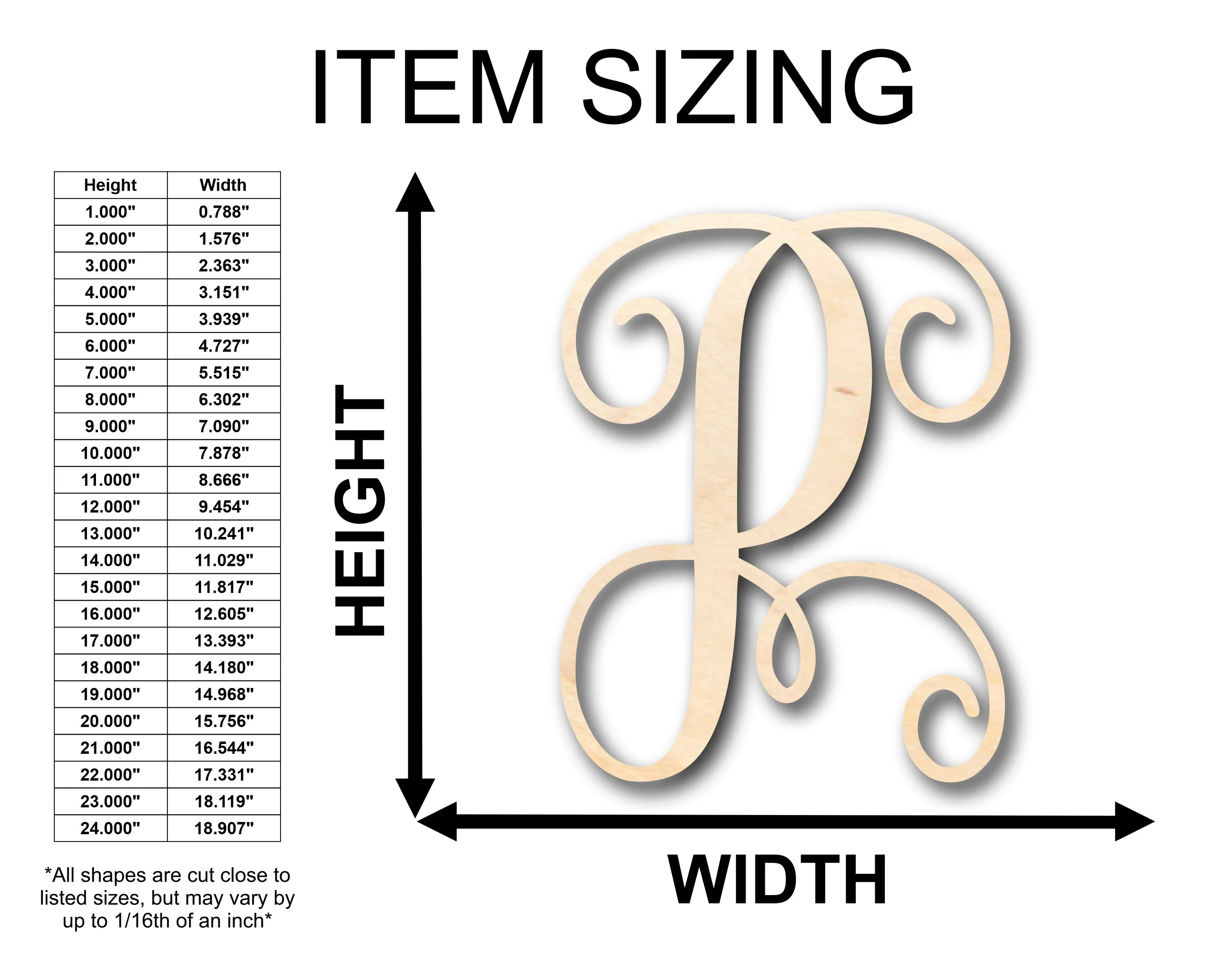 Unfinished Wood Monogram P Shape - Craft - up to 46" DIY - Image 2