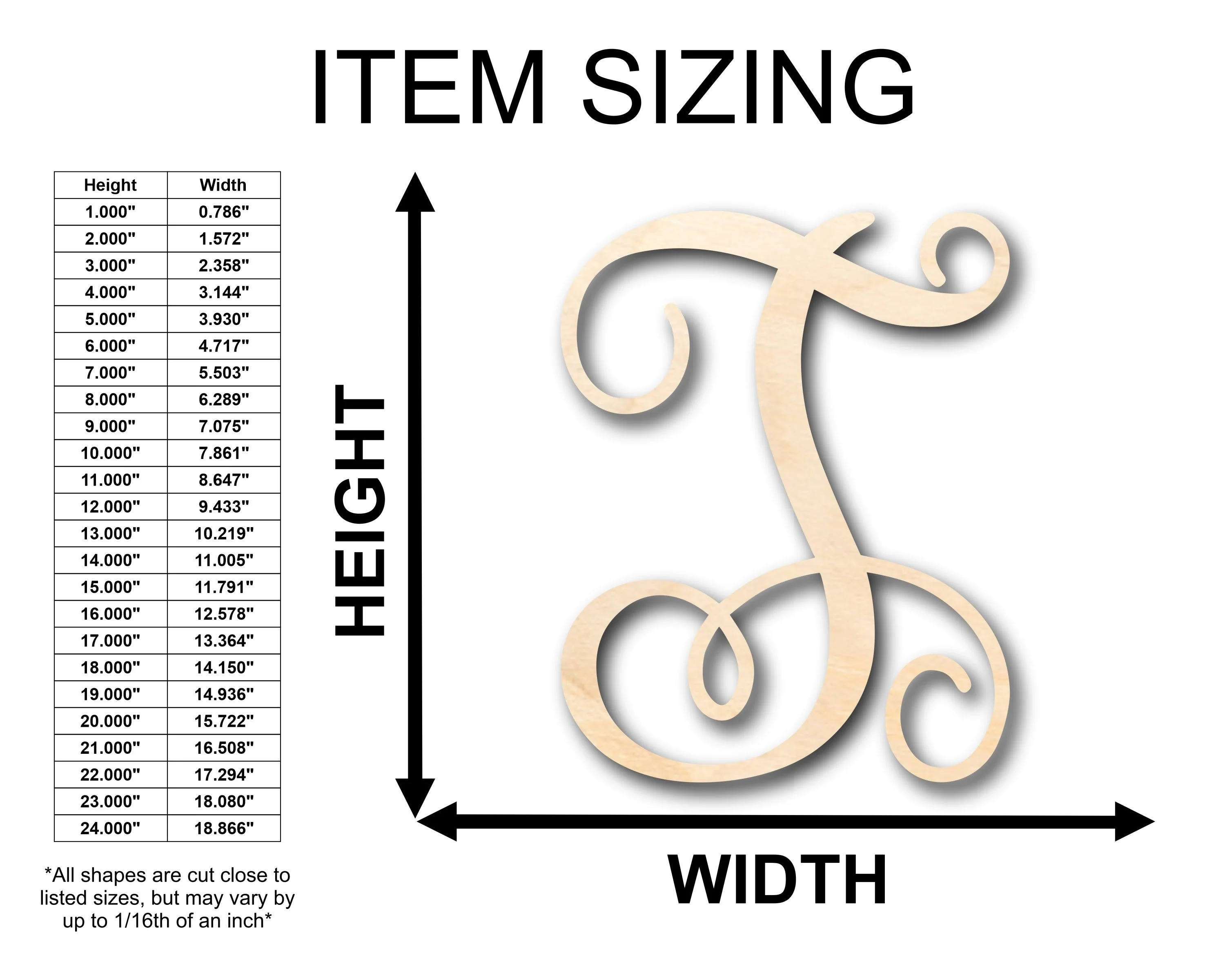 Unfinished Wood Monogram T Shape - Craft - up to 46" DIY - Image 2