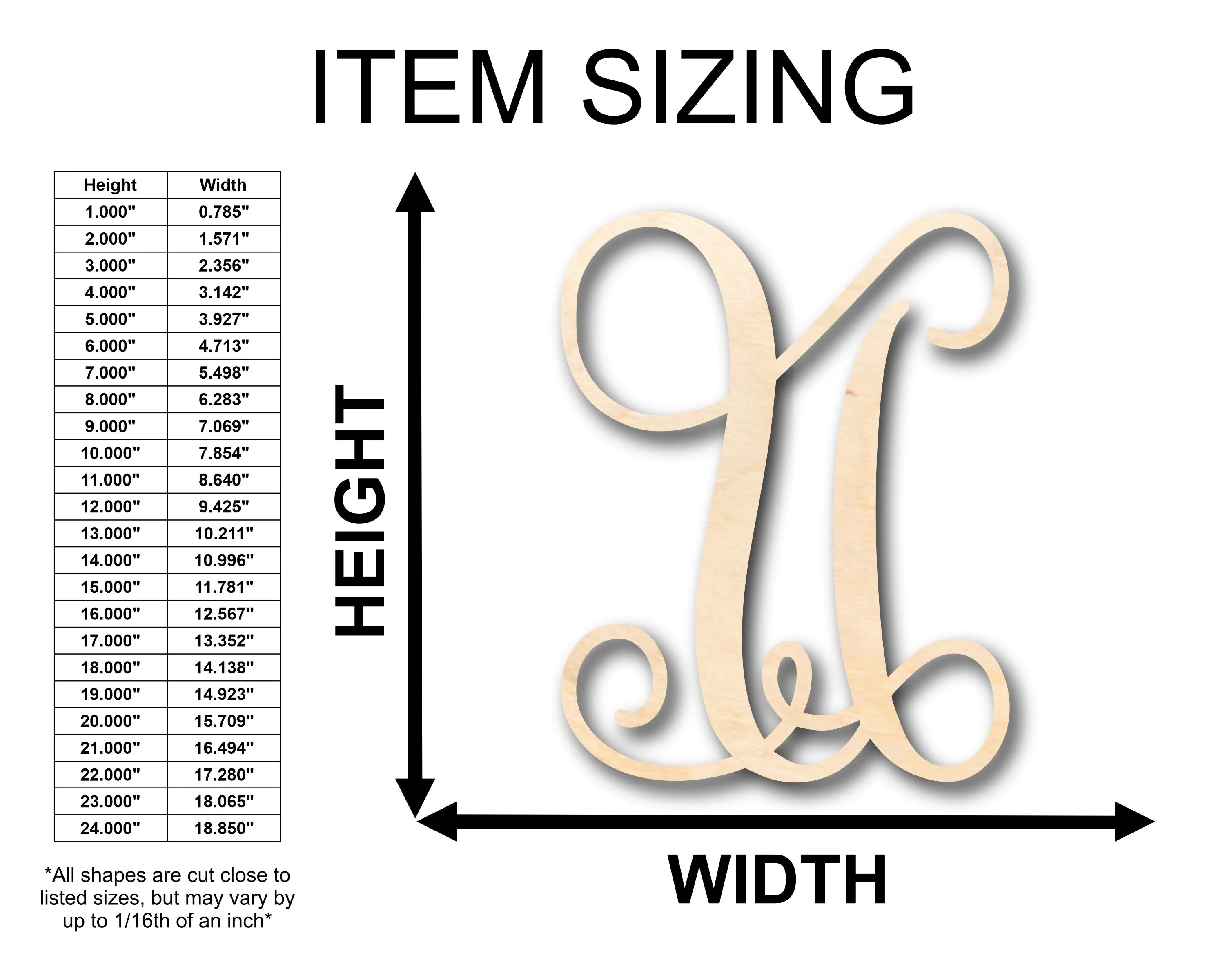 Unfinished Wood Monogram U Shape - Craft - up to 46" DIY - Image 2