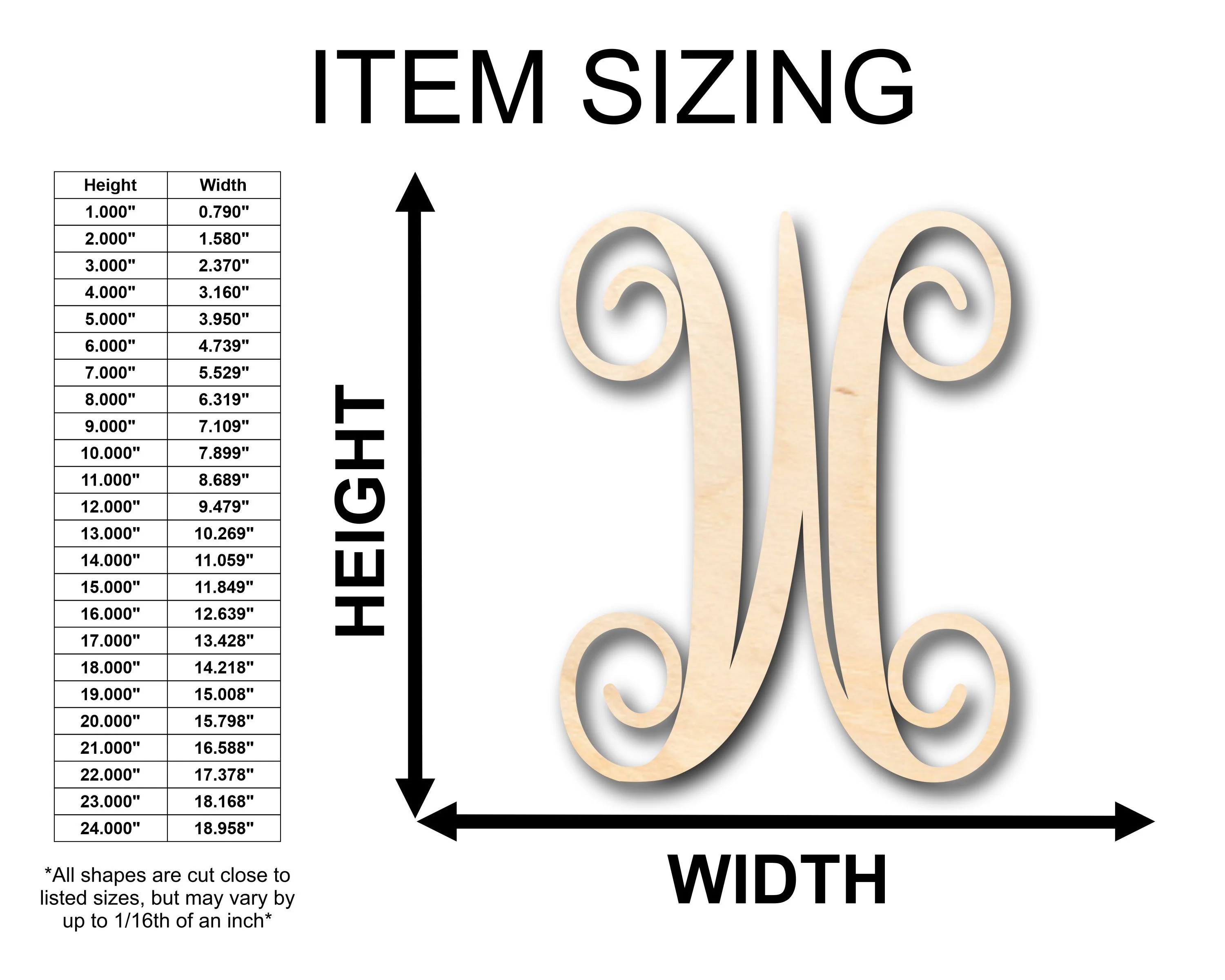 Unfinished Wood Monogram W Shape - Craft - up to 46" DIY - Image 2
