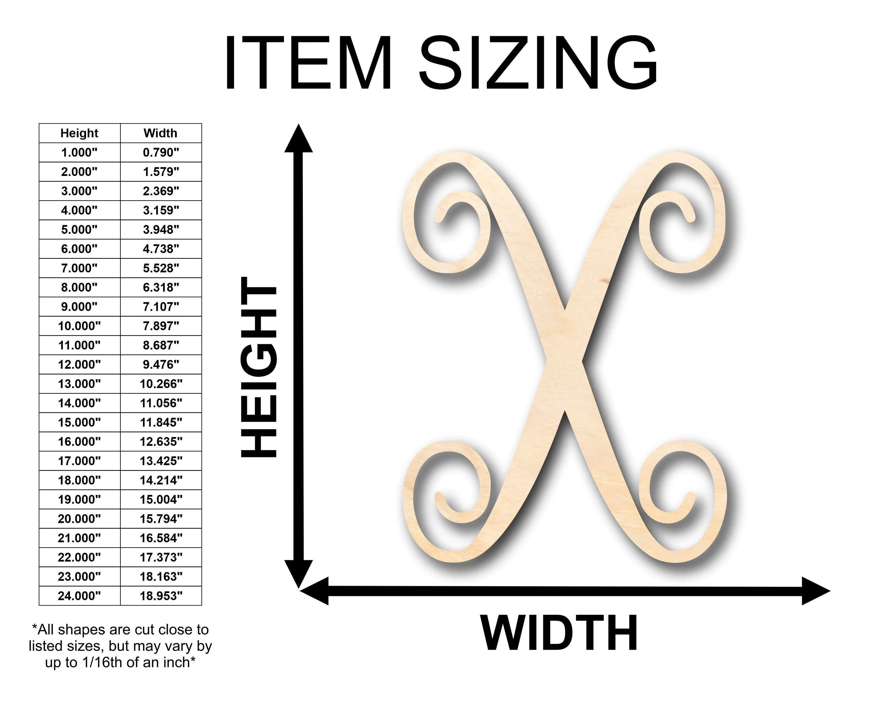 Unfinished Wood Monogram X Shape - Craft - up to 46" DIY - Image 2