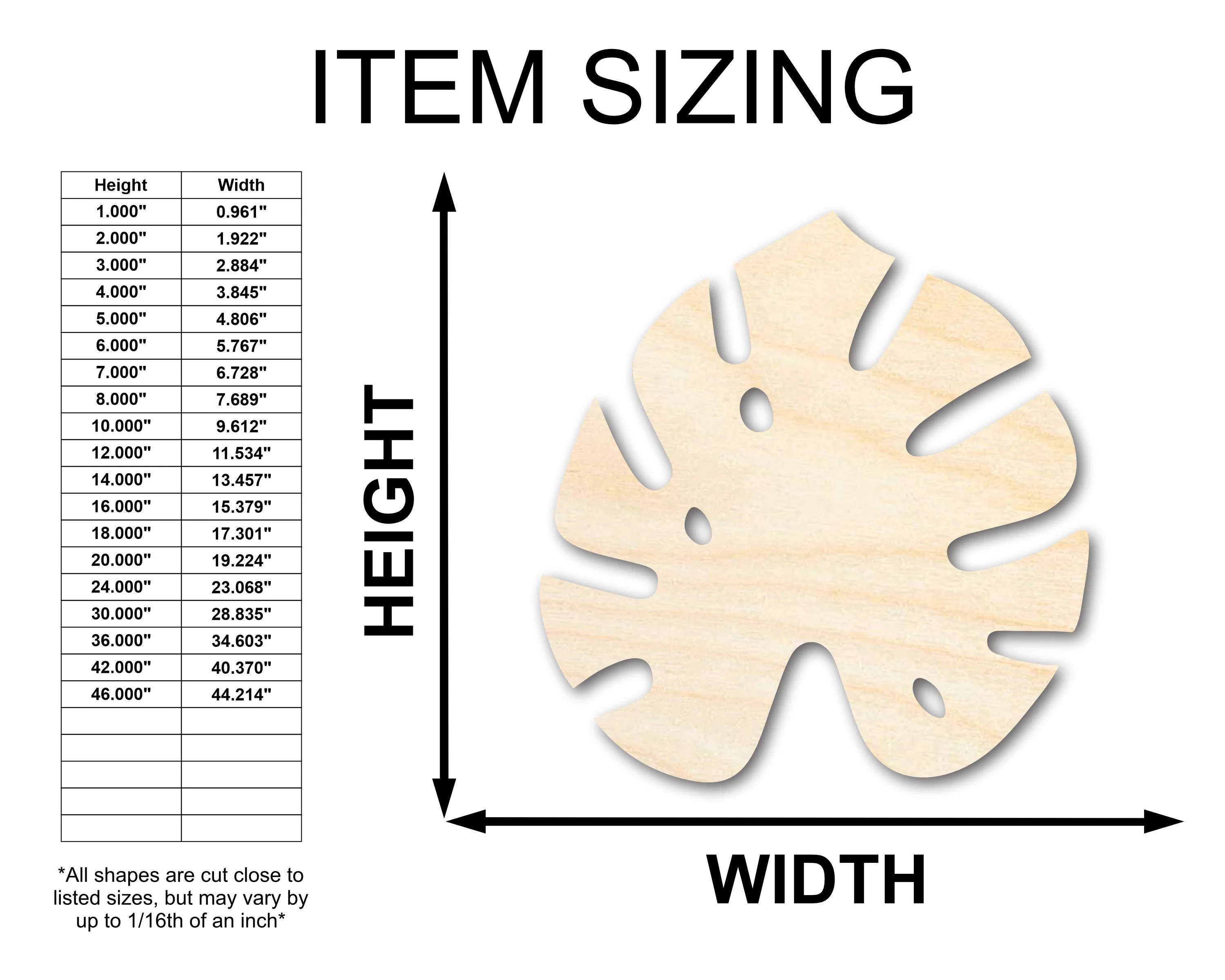 Unfinished Wood Monstera Leaf Shape - Craft - up to 46" - Image 2