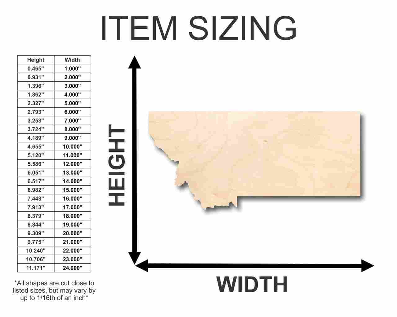 Unfinished Wood Montana Shape - State - Craft - up to 46" DIY - Image 2