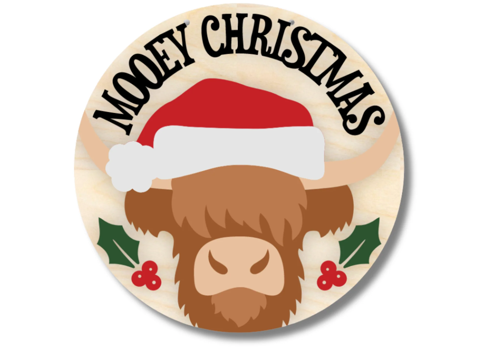 Unfinished Wood Mooey Christmas Door Sign Kit | Wood Craft Cutouts | 1/4" Thick | - Image 2