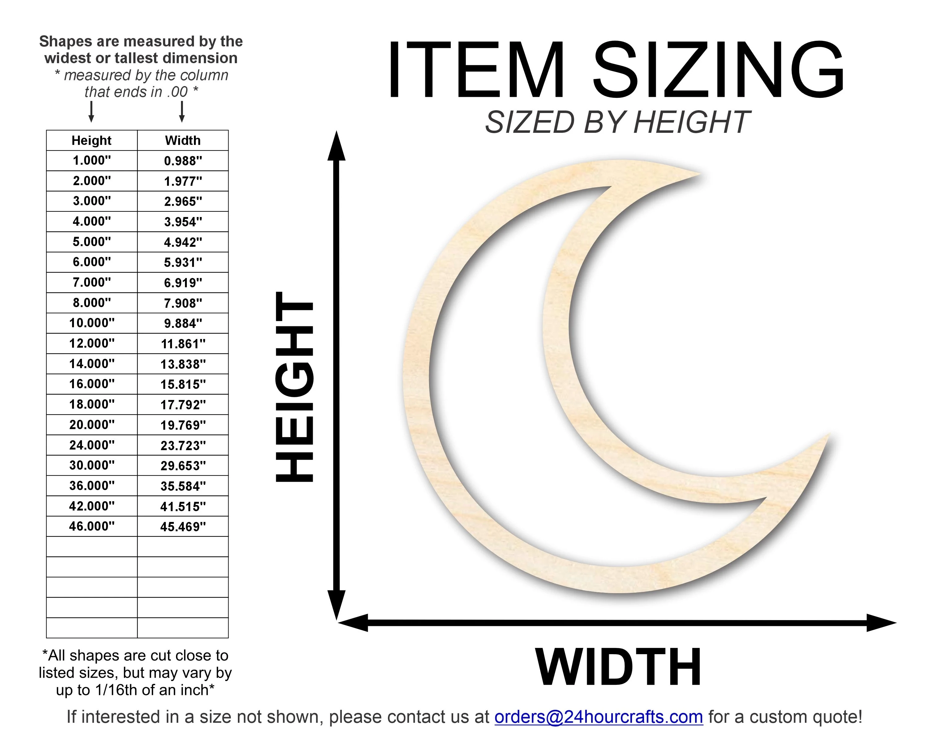Unfinished Wood Moon Outline Shape | DIY Craft Cutout | up to 46" DIY - Image 2