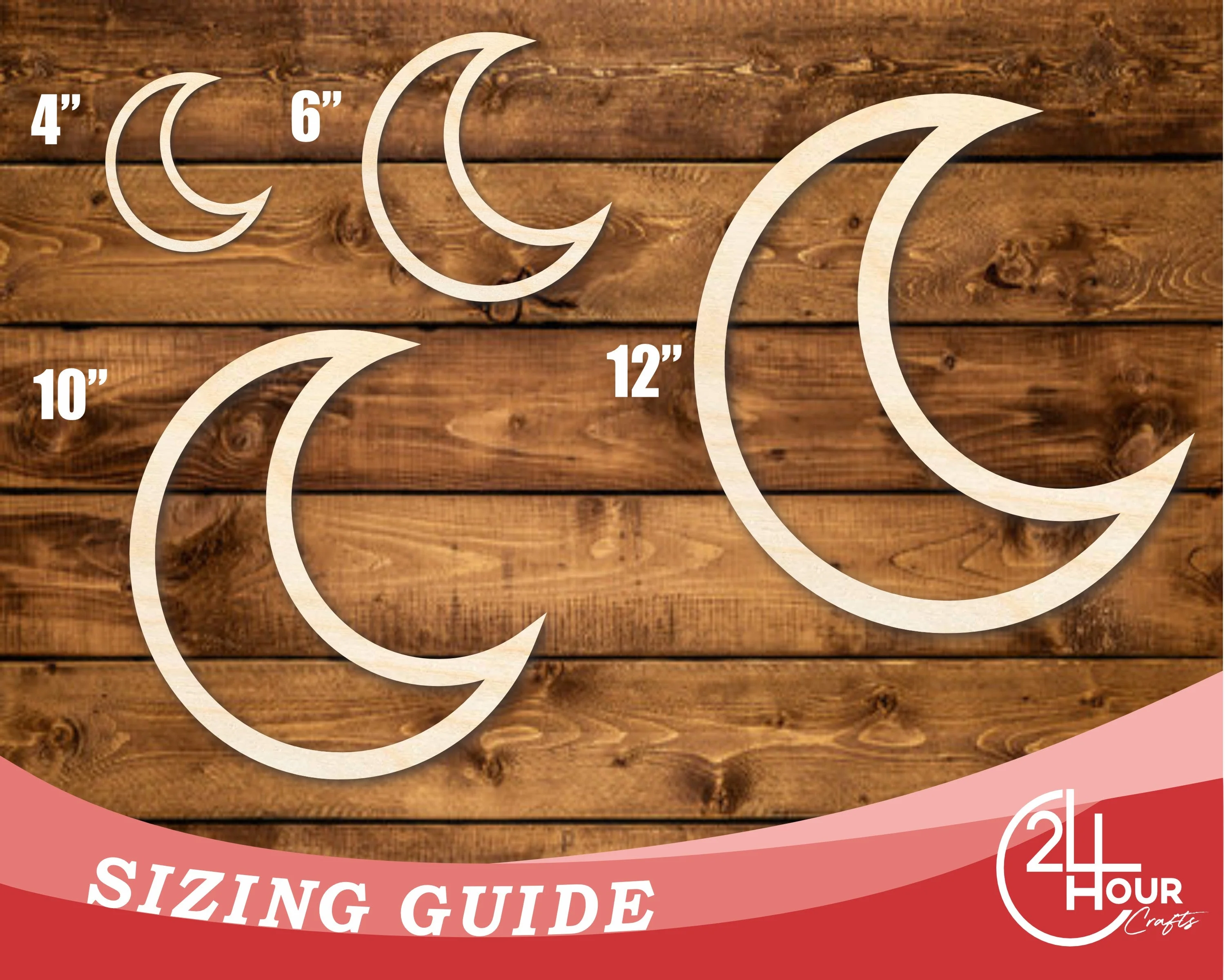 Unfinished Wood Moon Outline Shape | DIY Craft Cutout | up to 46" DIY - Image 3