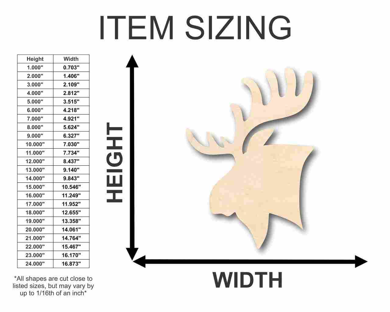 Unfinished Wood Moose Head Shape - Animal - Craft - up to 46" DIY - Image 2