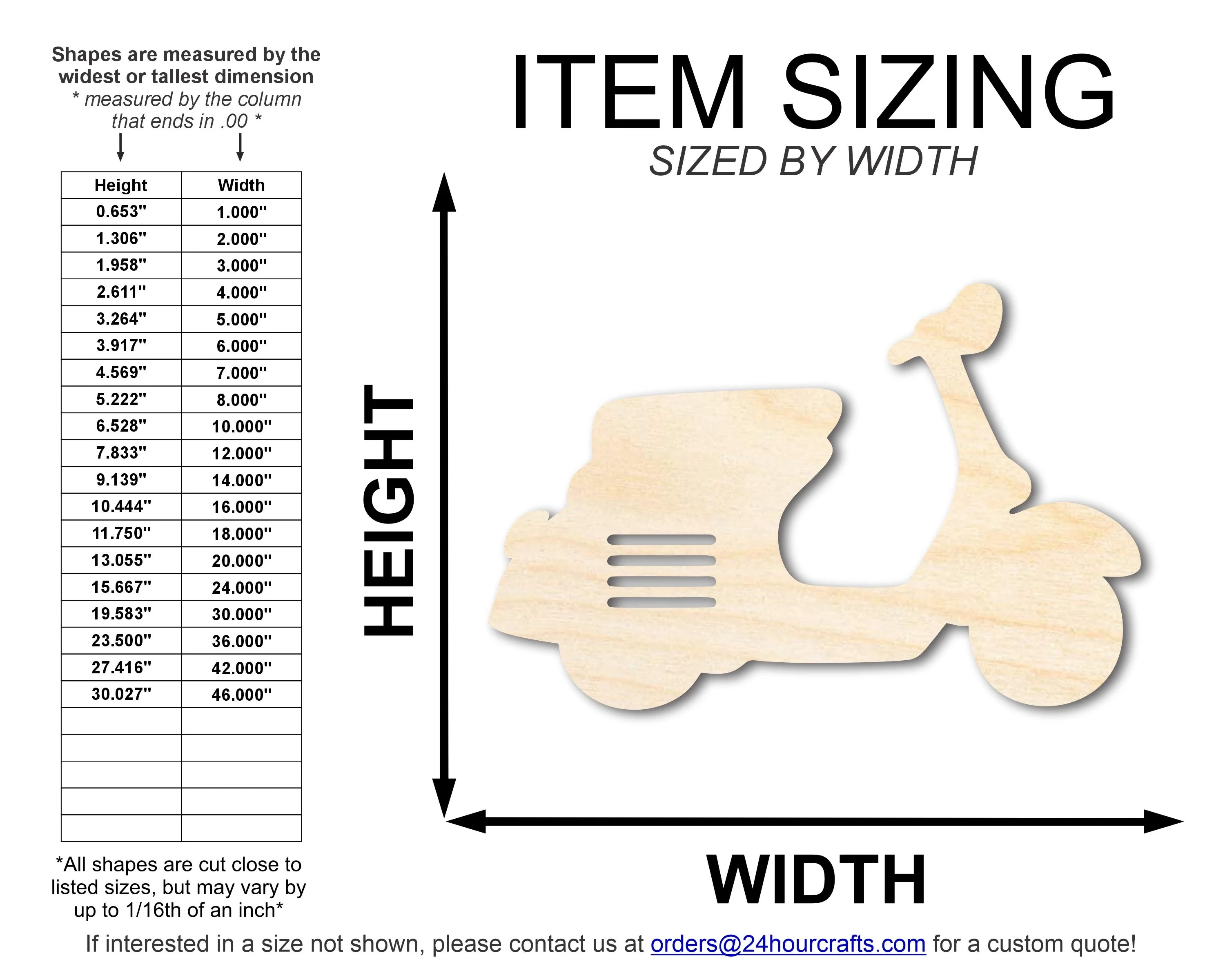 Unfinished Wood Moped Shape | DIY Craft Cutout | up to 46" DIY - Image 2