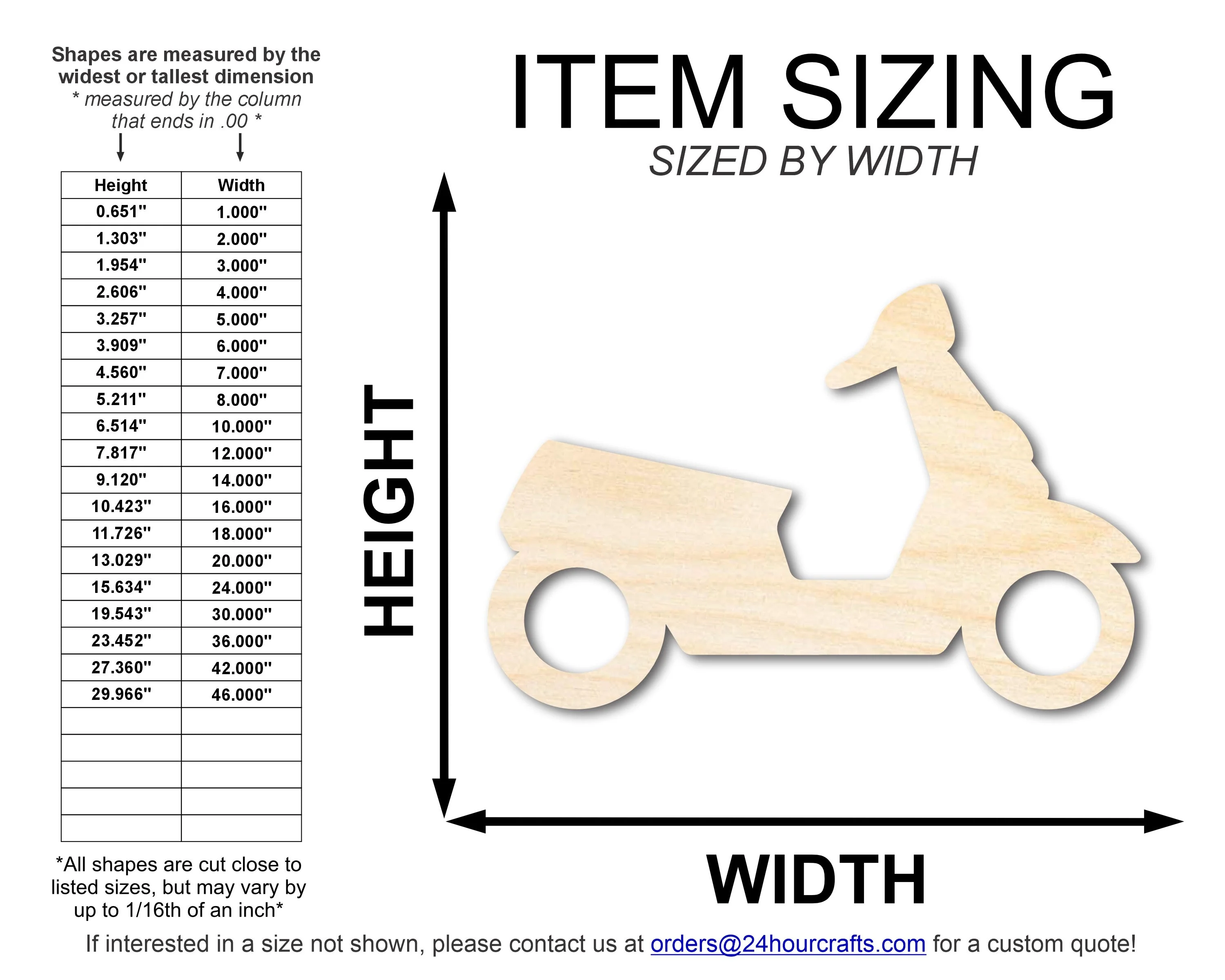 Unfinished Wood Moped Shape | DIY Craft Cutout | up to 46" DIY - Image 2