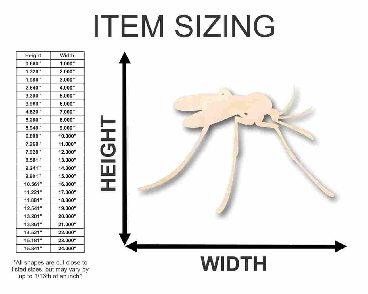 Unfinished Wood Mosquito Shape - Insect - Animal - Wildlife - Craft - up to 46" DIY - Image 2