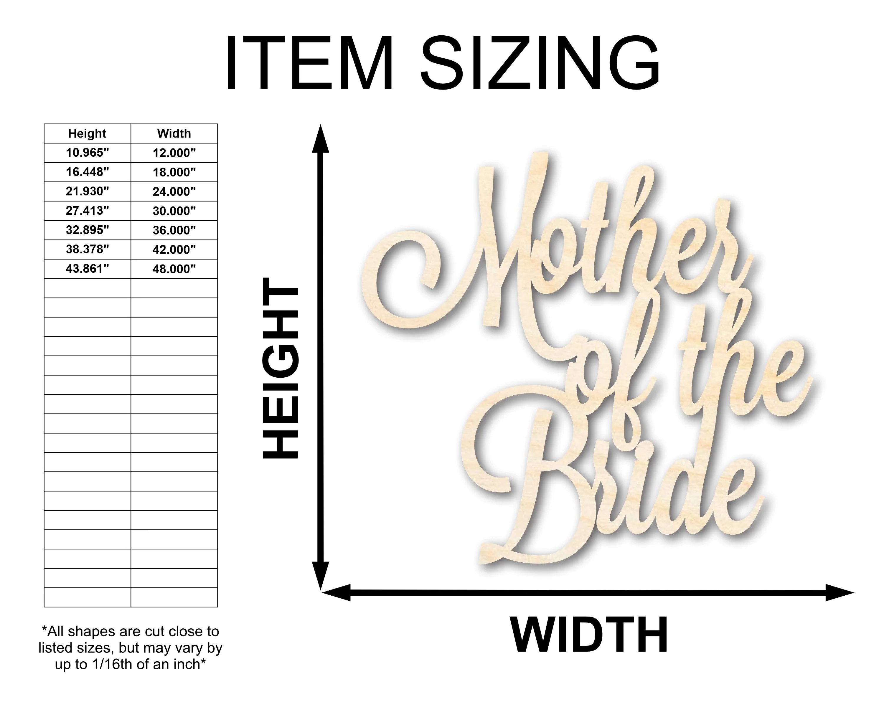 Unfinished Wood Mother of the Bride Shape - Word Craft - up to 46" - Image 2
