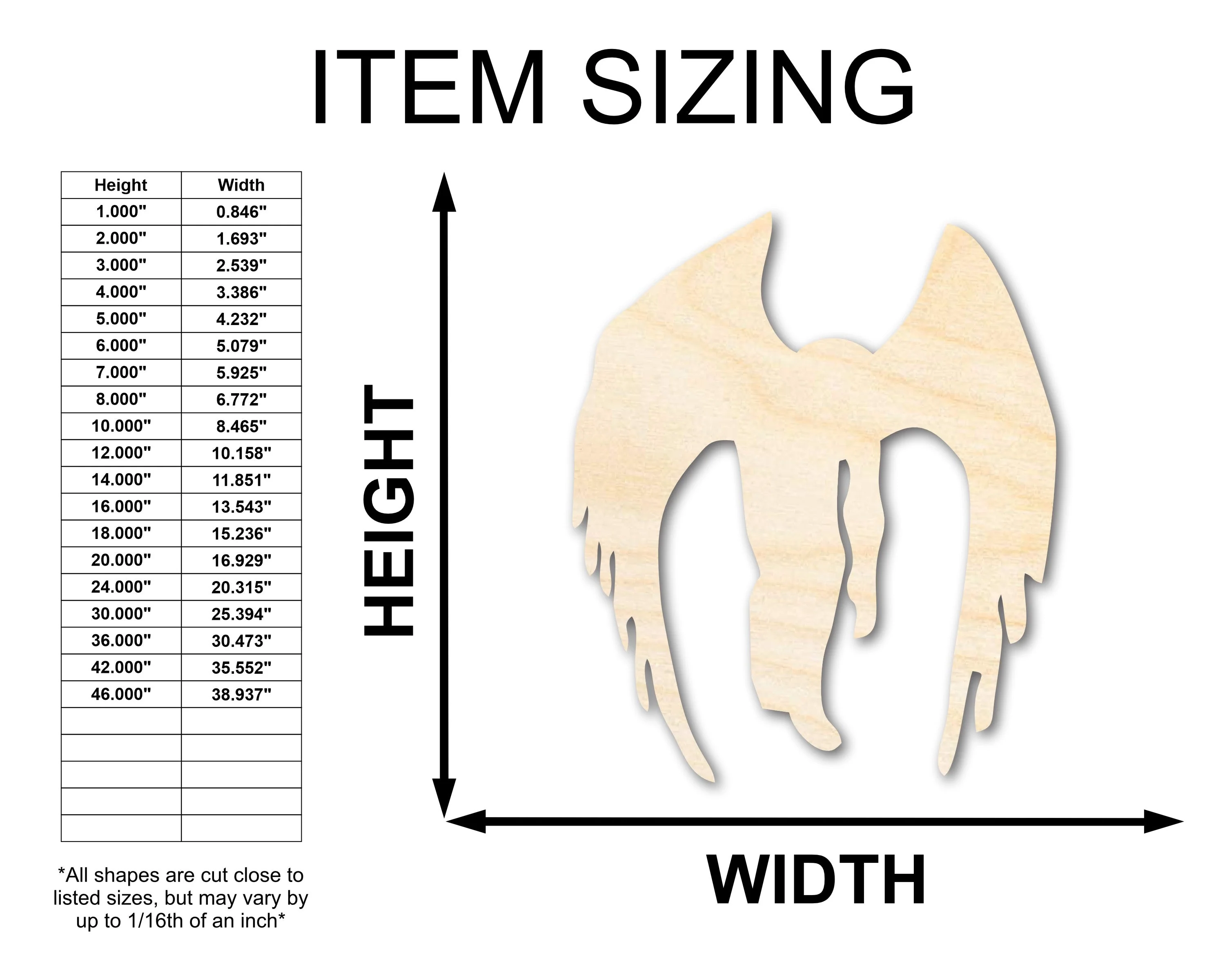 Unfinished Wood Mothman Shape - Craft - up to 46" - Image 2
