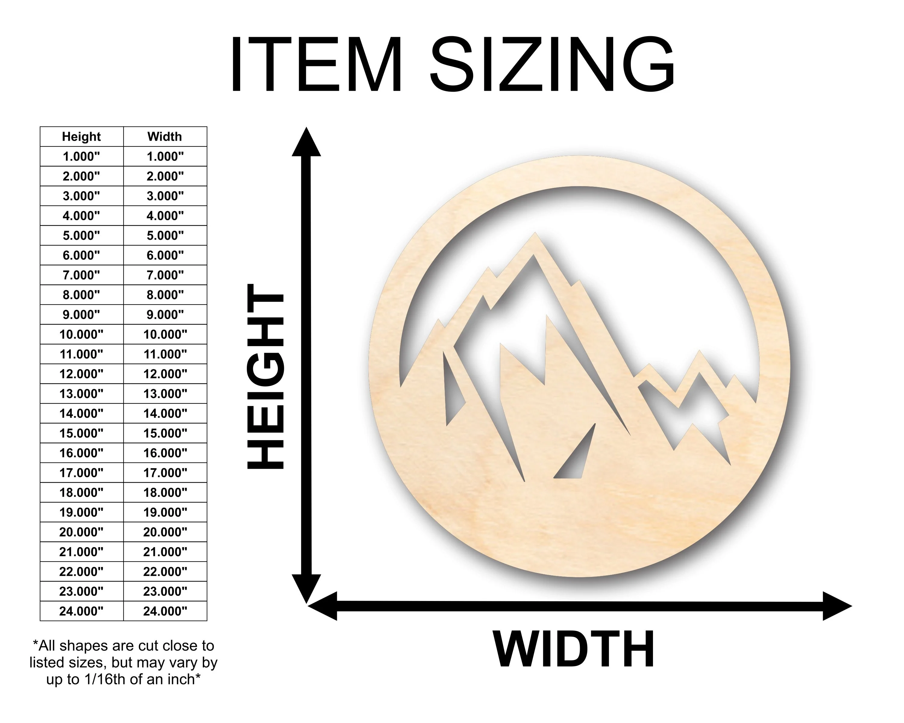 Unfinished Wood Mountain Peak Shape - Craft - up to 46" DIY - Image 2