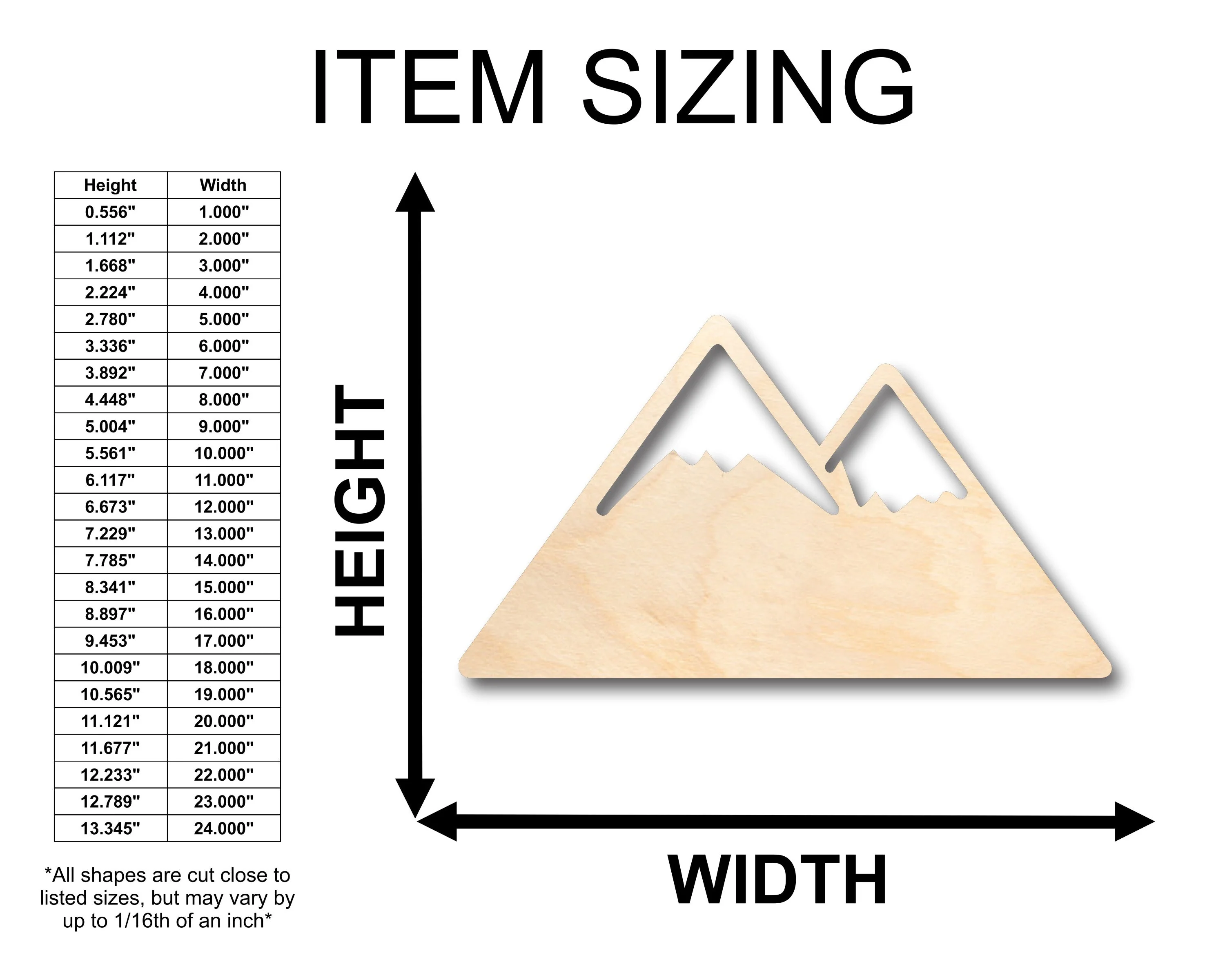 Unfinished Wood Mountain Peaks Shape - Craft - up to 46" DIY - Image 2