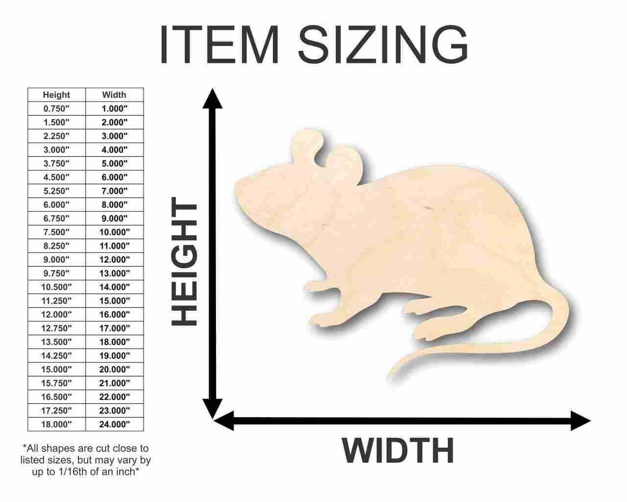 Unfinished Wood Mouse Shape - Animal - Wildlife - Craft - up to 46" DIY - Image 2