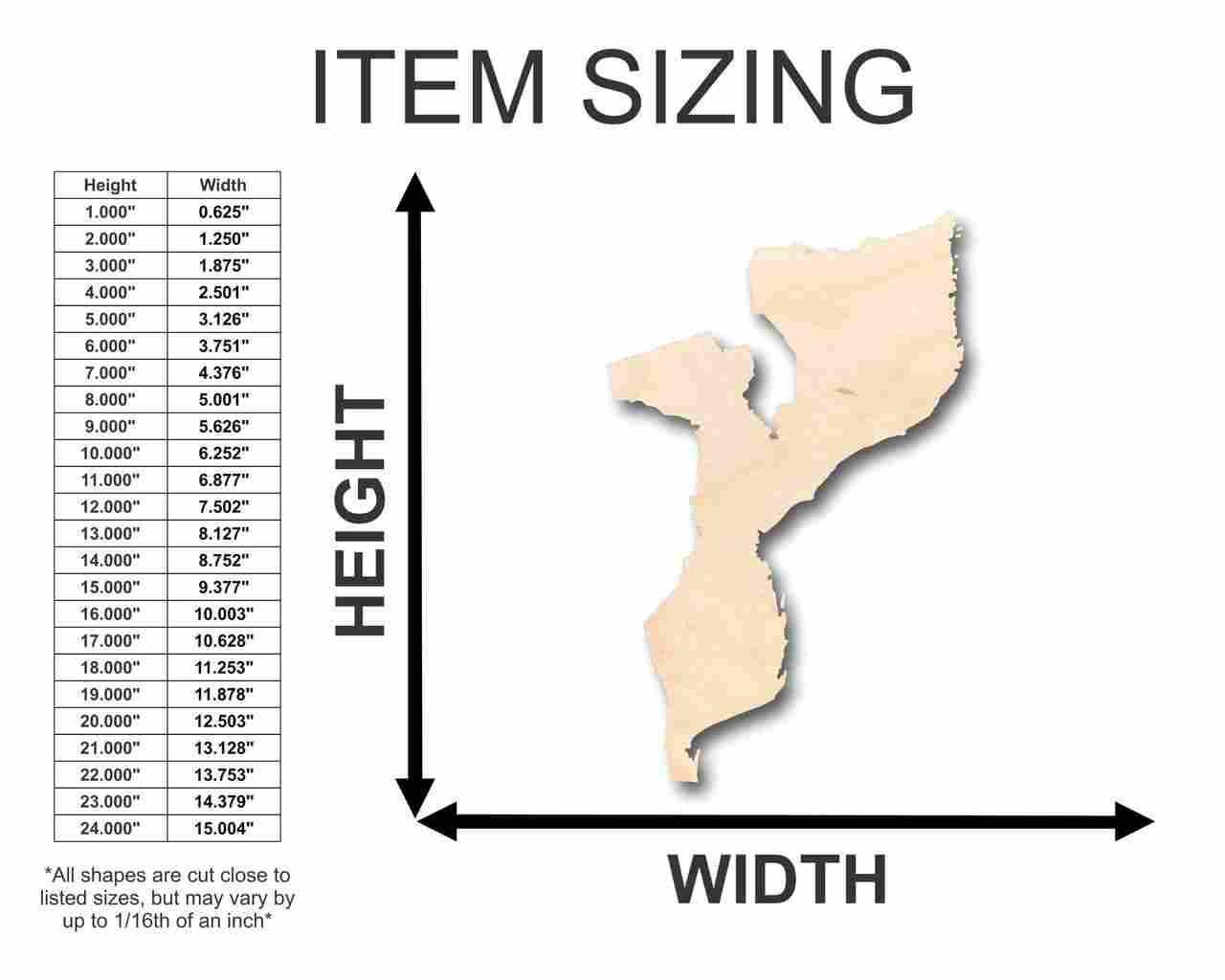 Unfinished Wood Mozambique Shape - Country - Craft - up to 46" DIY - Image 2