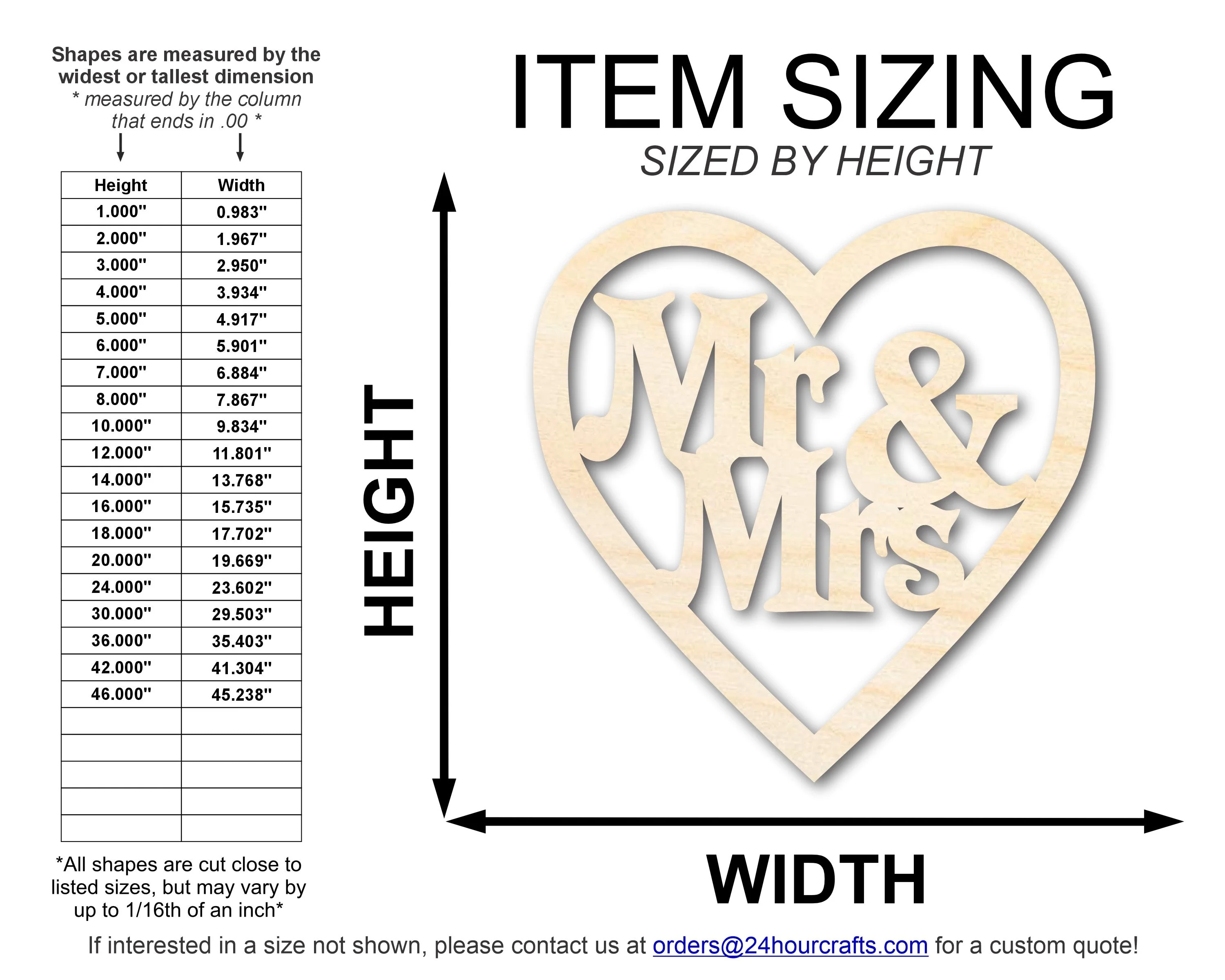 Unfinished Wood Mr and Mrs Heart Cutout | DIY Craft Shape | up to 46" DIY - Image 2