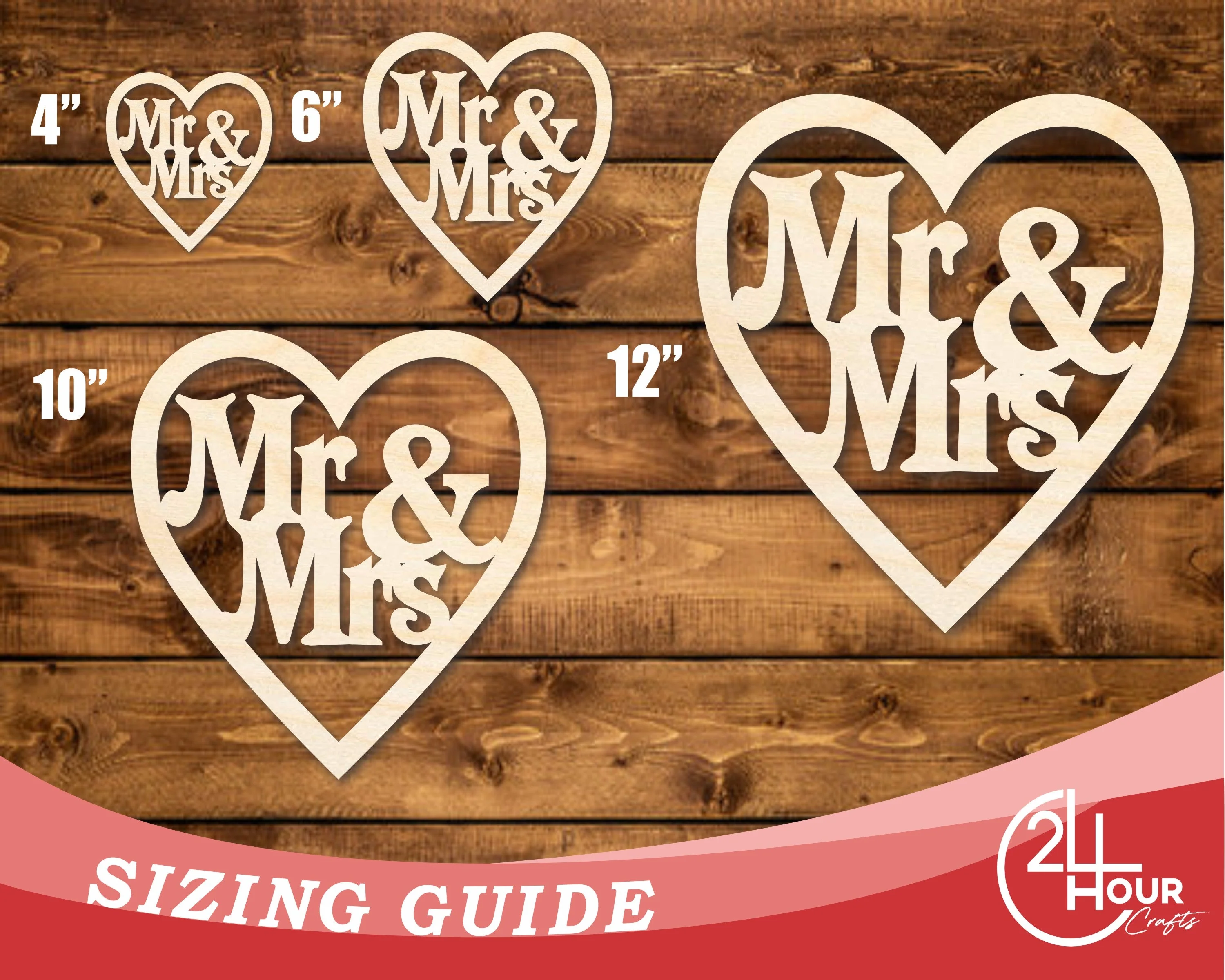 Unfinished Wood Mr and Mrs Heart Cutout | DIY Craft Shape | up to 46" DIY - Image 3