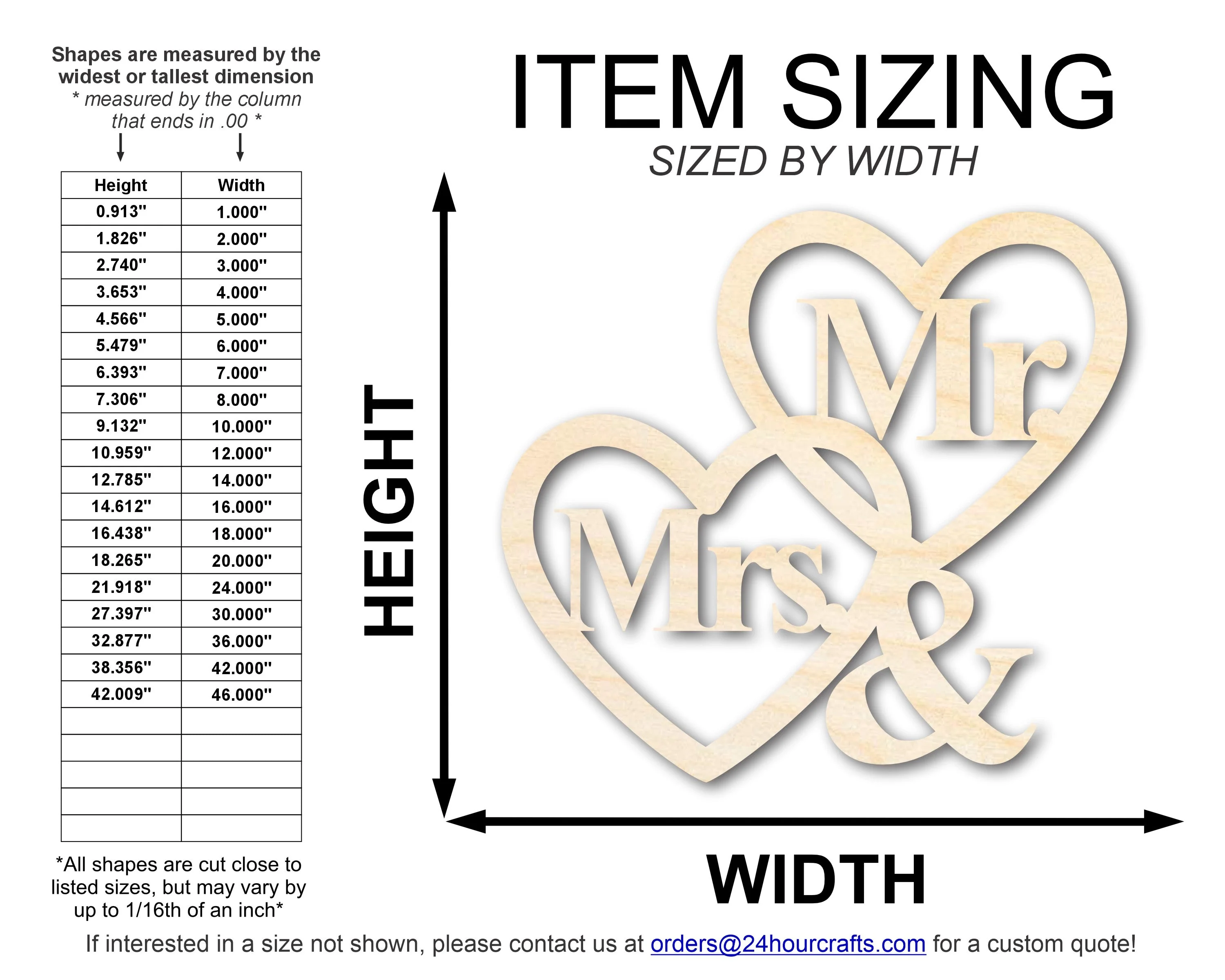 Unfinished Wood Mr. and Mrs. Hearts Shape | DIY Craft Cutout | up to 46" DIY - Image 2