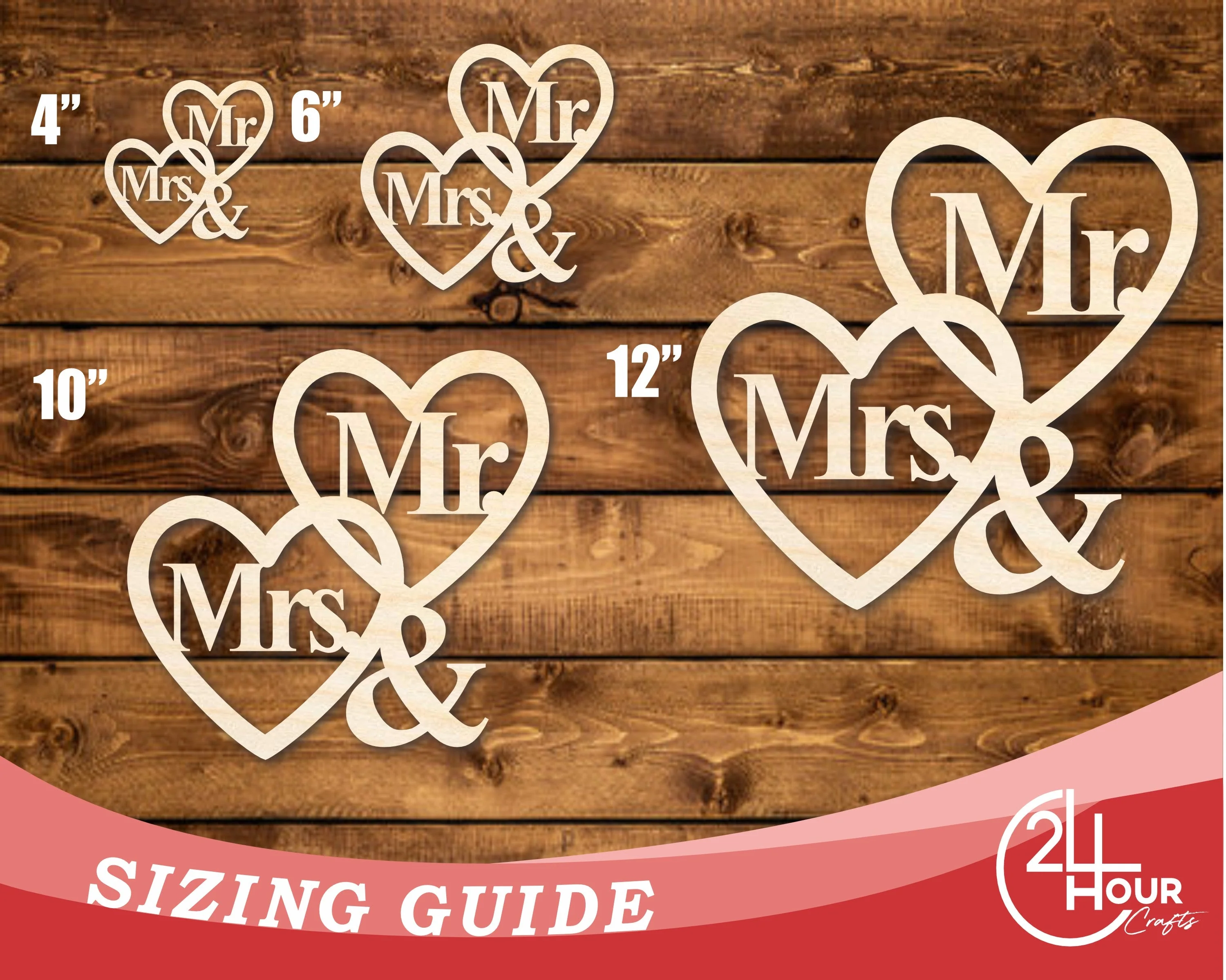 Unfinished Wood Mr. and Mrs. Hearts Shape | DIY Craft Cutout | up to 46" DIY - Image 3