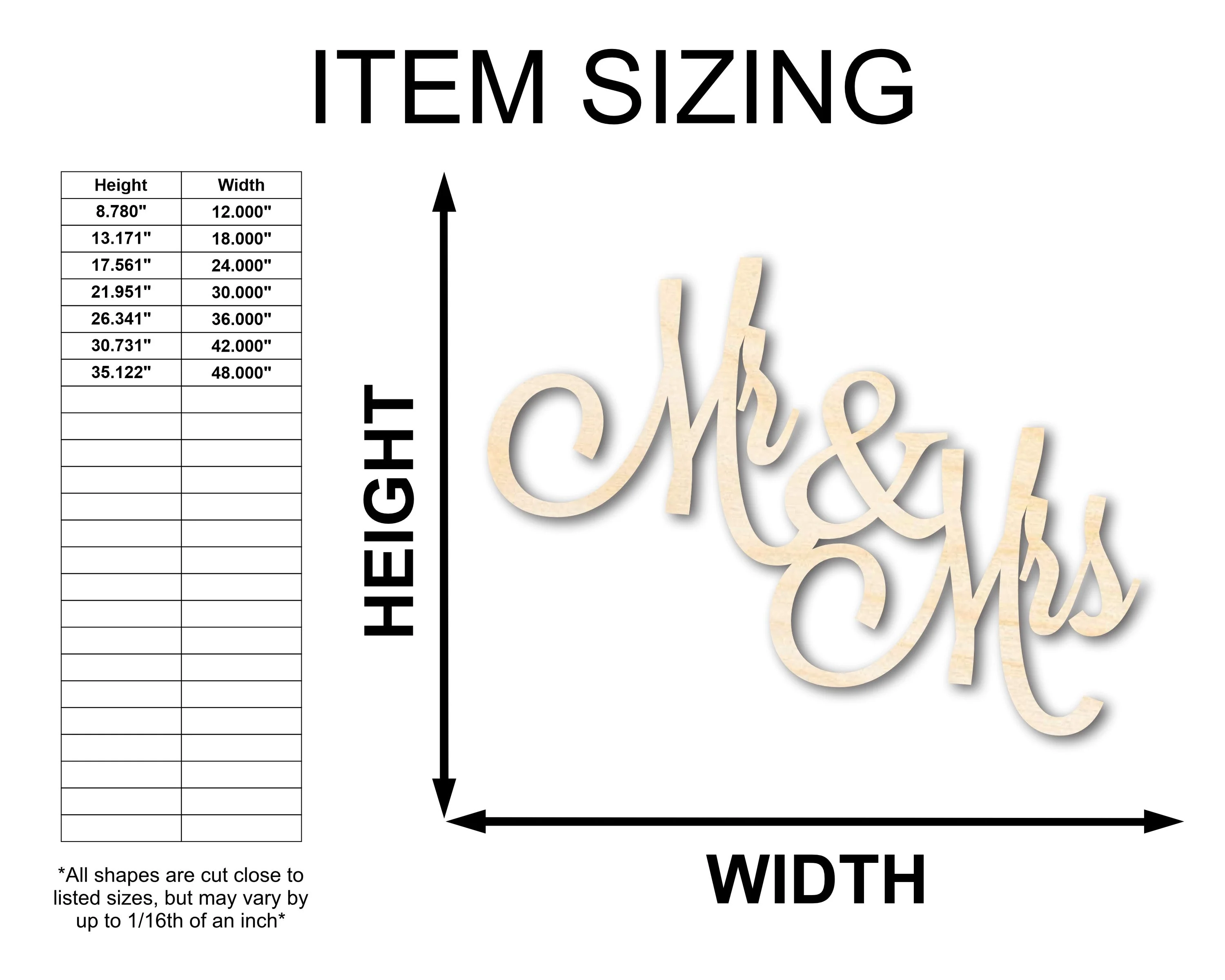 Unfinished Wood Mr Mrs Shape - DIY Wedding Craft - up to 46" - Image 2
