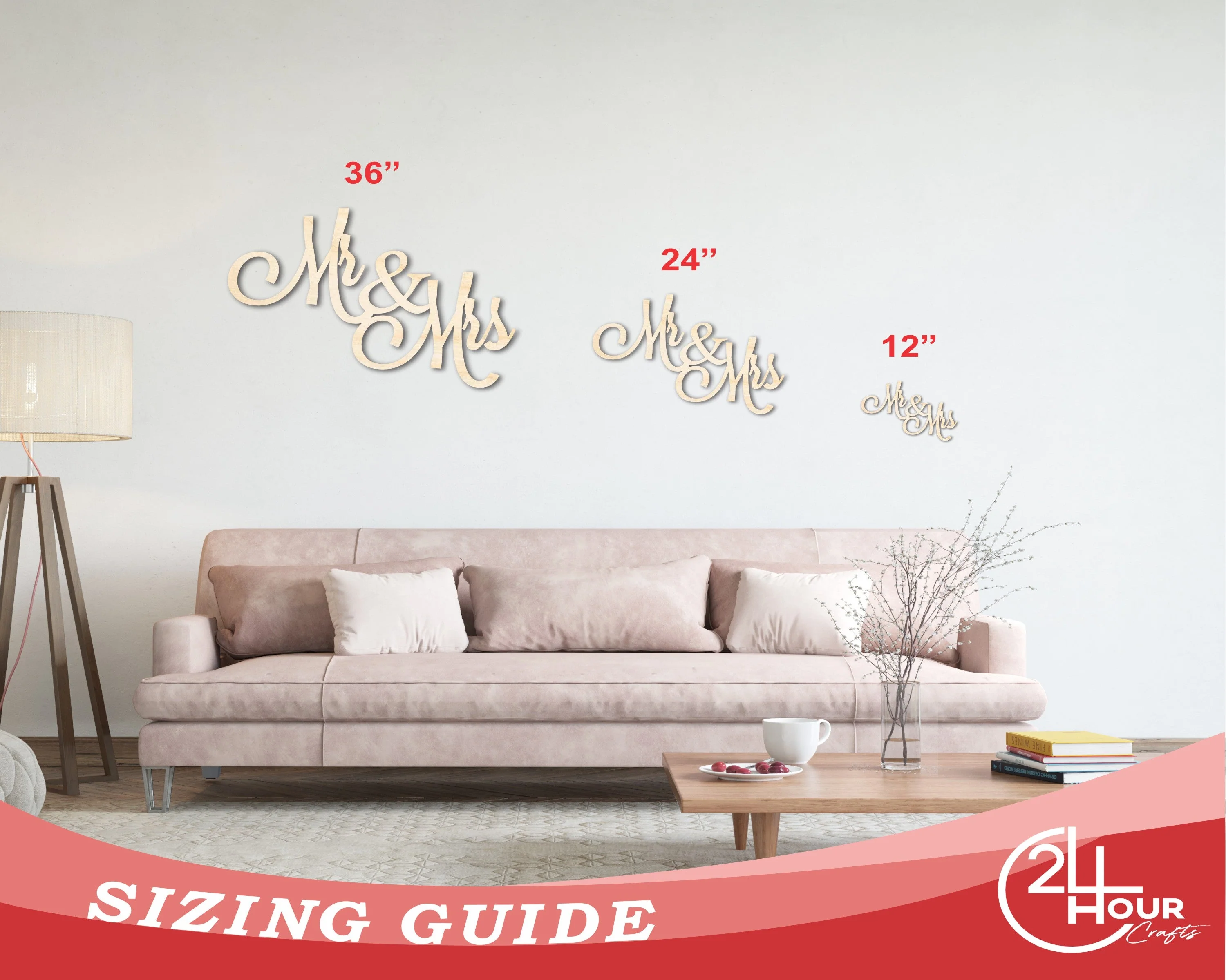 Unfinished Wood Mr Mrs Shape - DIY Wedding Craft - up to 46" - Image 3