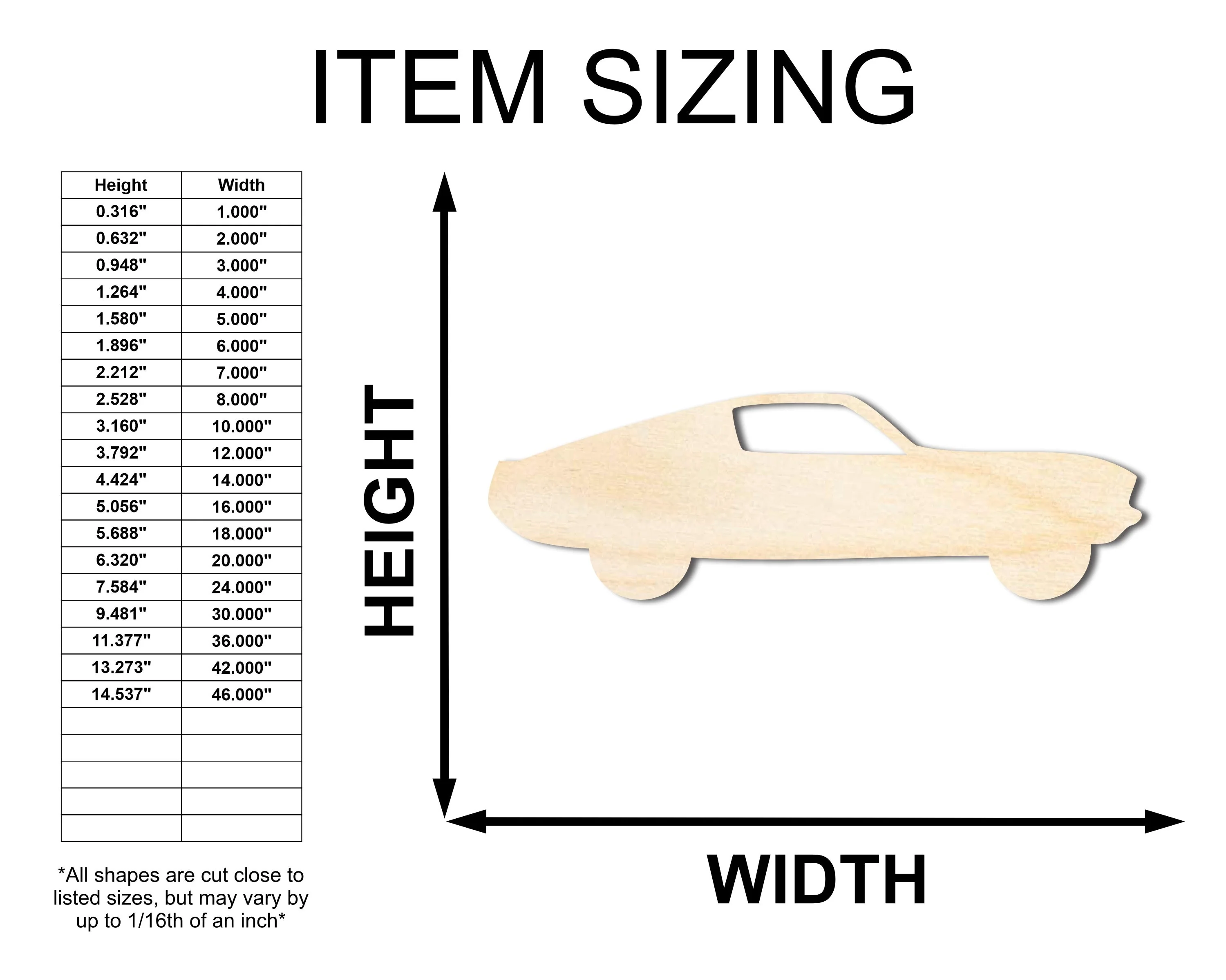 Unfinished Wood Muscle Car Shape - Car Craft - up to 46" DIY - Image 2
