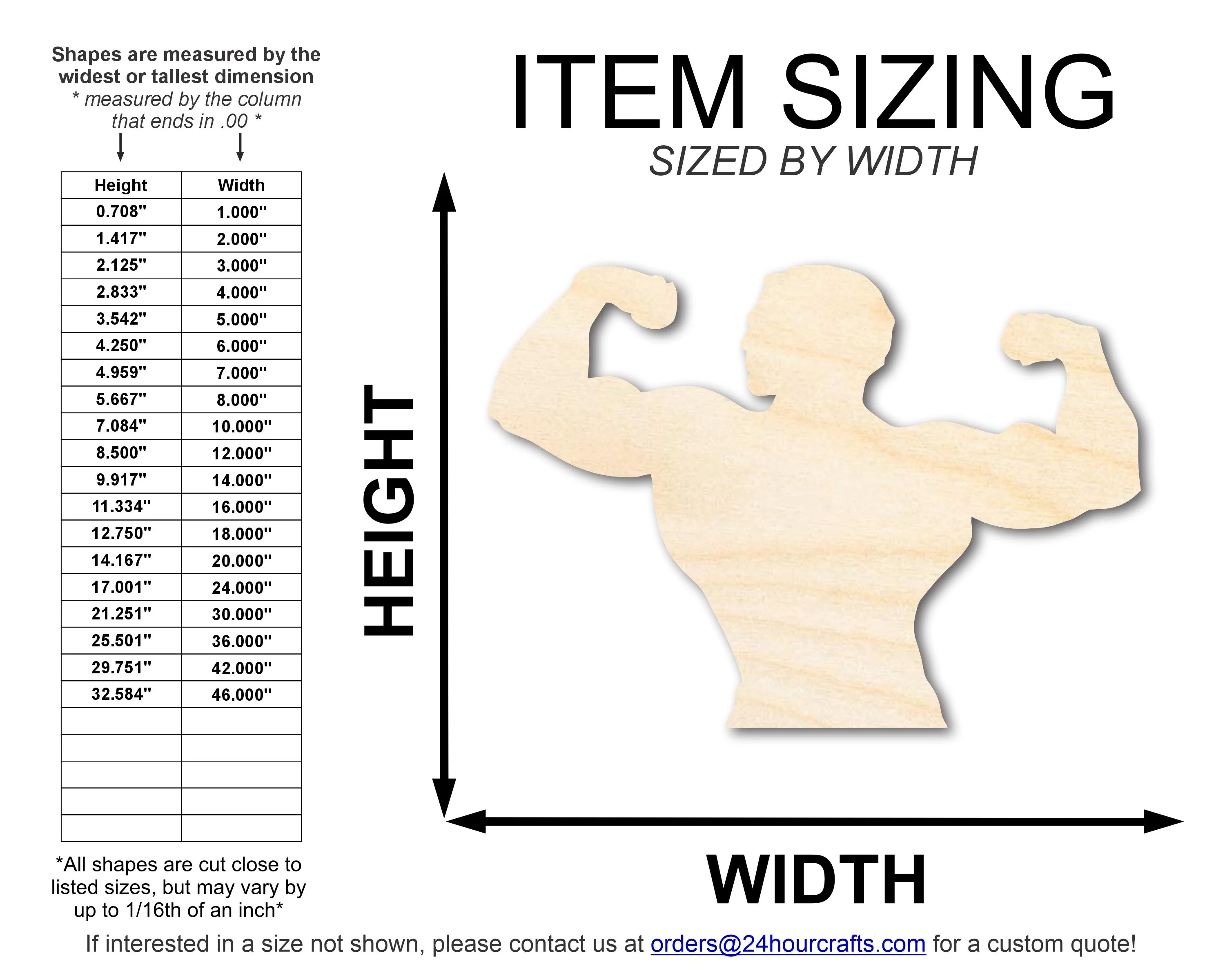Unfinished Wood Muscle Man Shape | DIY Craft Cutout | up to 46" DIY - Image 2